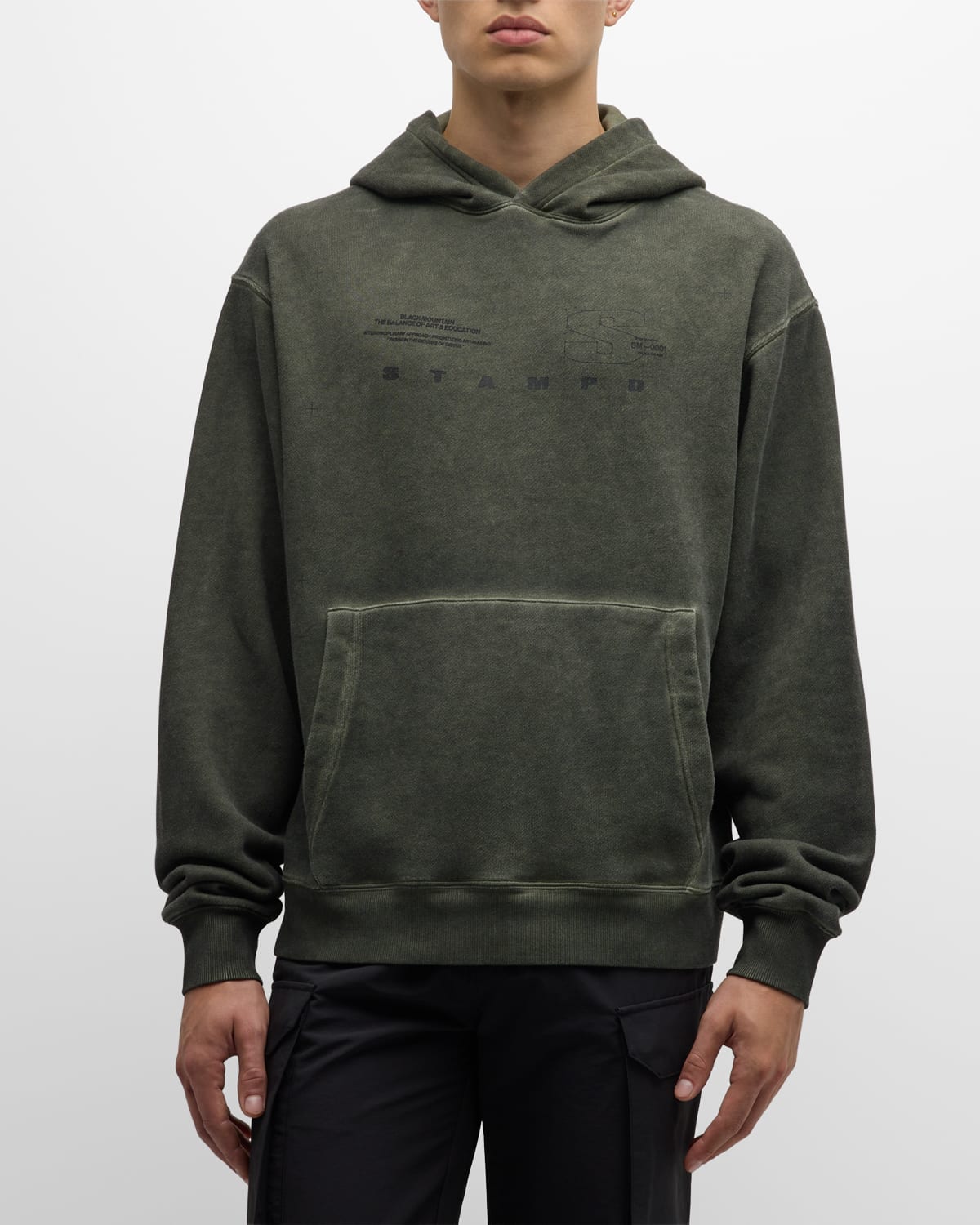 Stampd Men's Mountain Oil Wash Transit Hoodie In Army Oil Wash