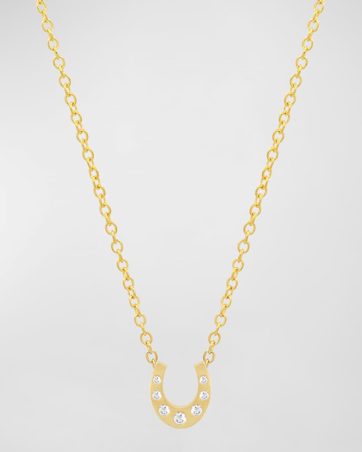 Jennifer Meyer Mini Horseshoe Pendant Necklace With Diamonds In Gold