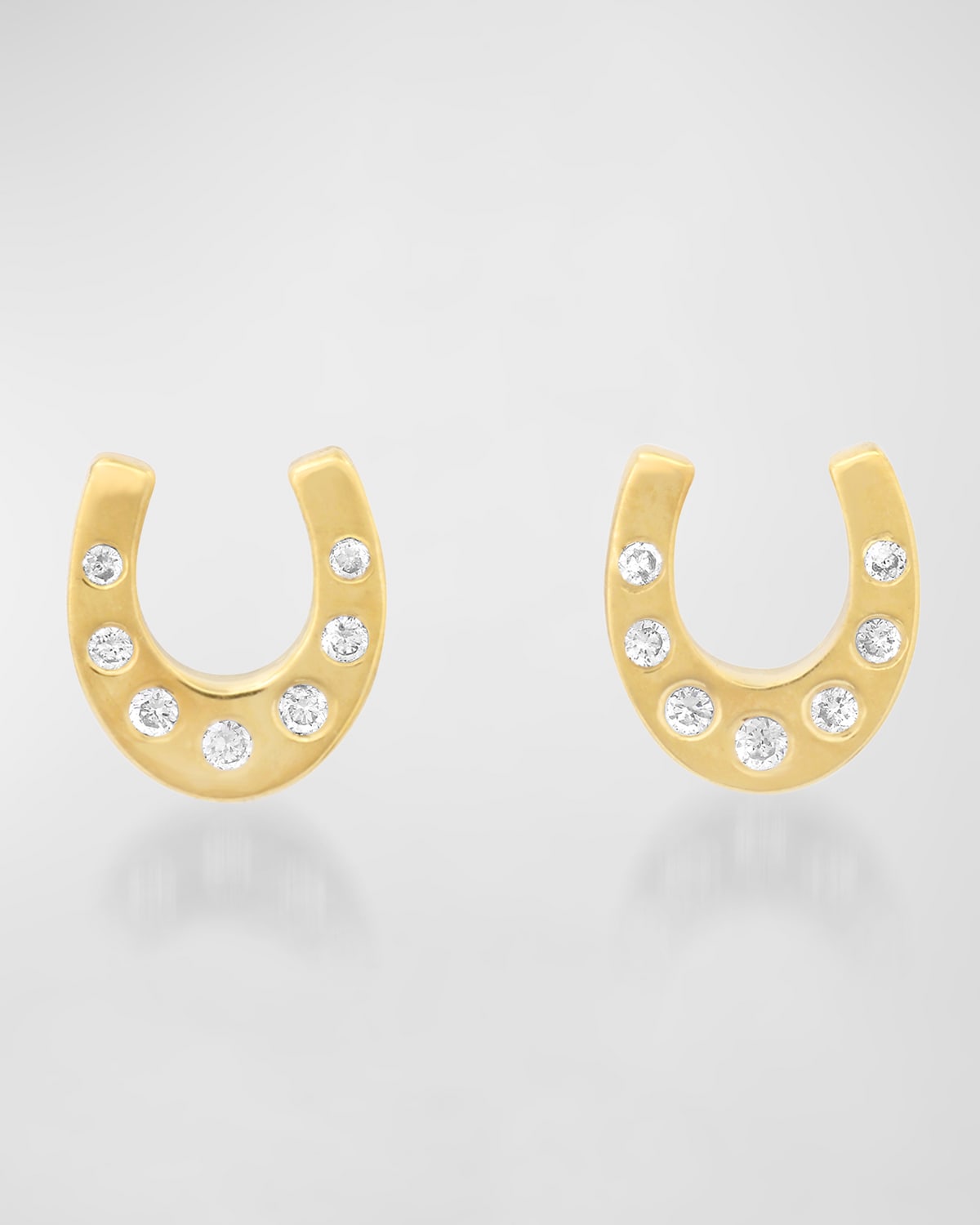 Jennifer Meyer 18k Yellow Gold Mini Horseshoe Stud Earrings With Diamond Accents