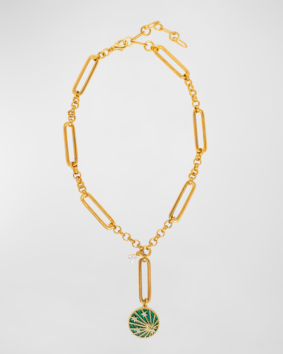 Elizabeth Cole Cosmos Lariat Chain Necklace In Green