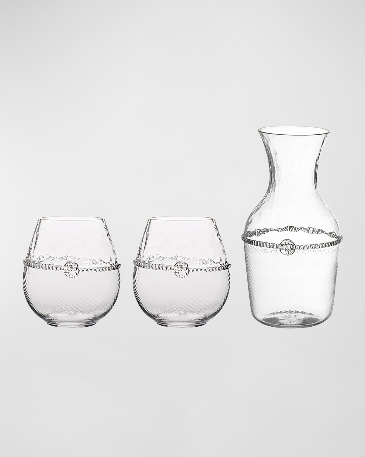 Juliska Graham 3-piece Carafe & Stemless Red Wine Glass Set In Clear