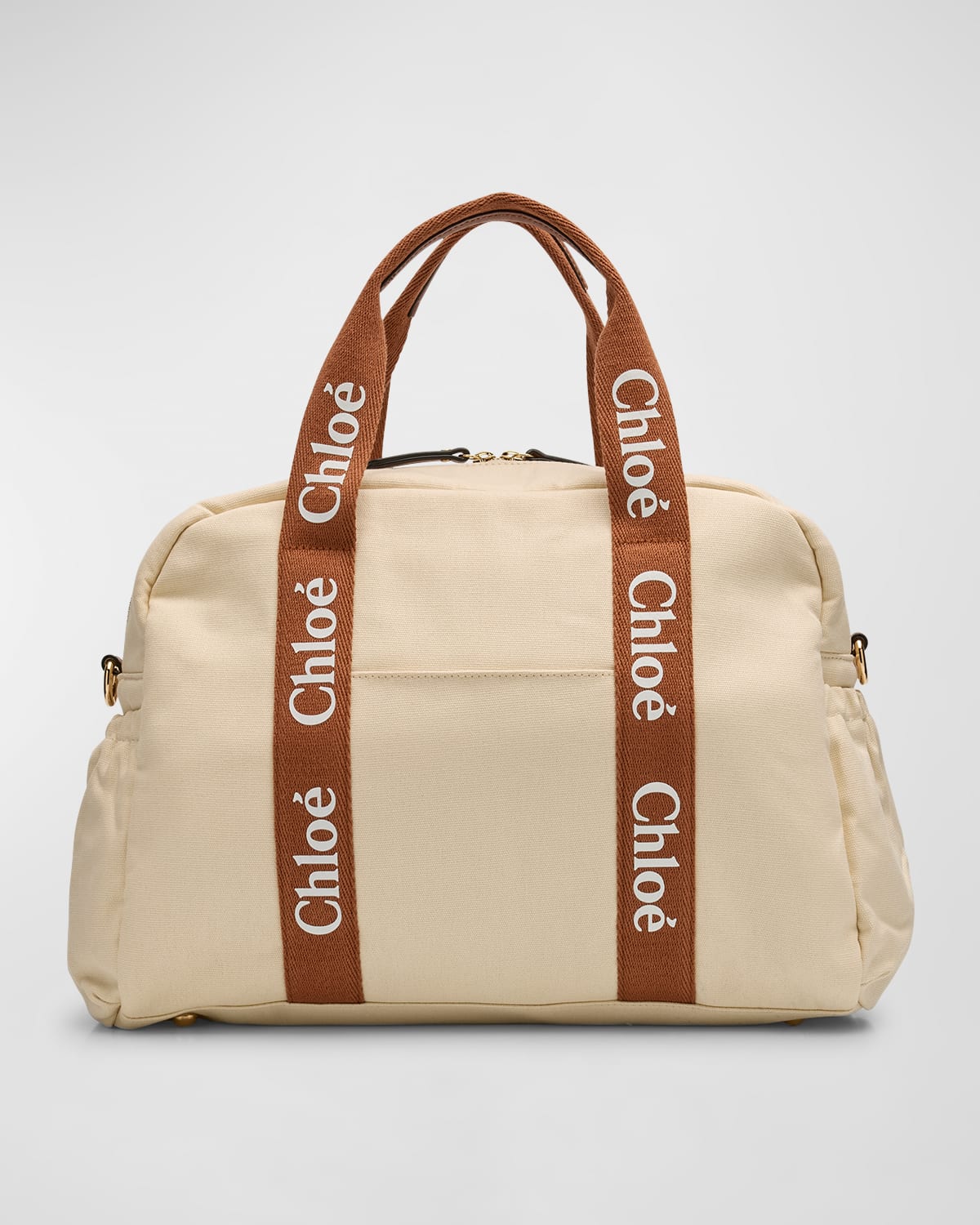 Shop Chloé Kid's Grosgrain Logo Changing Bag In Ivory