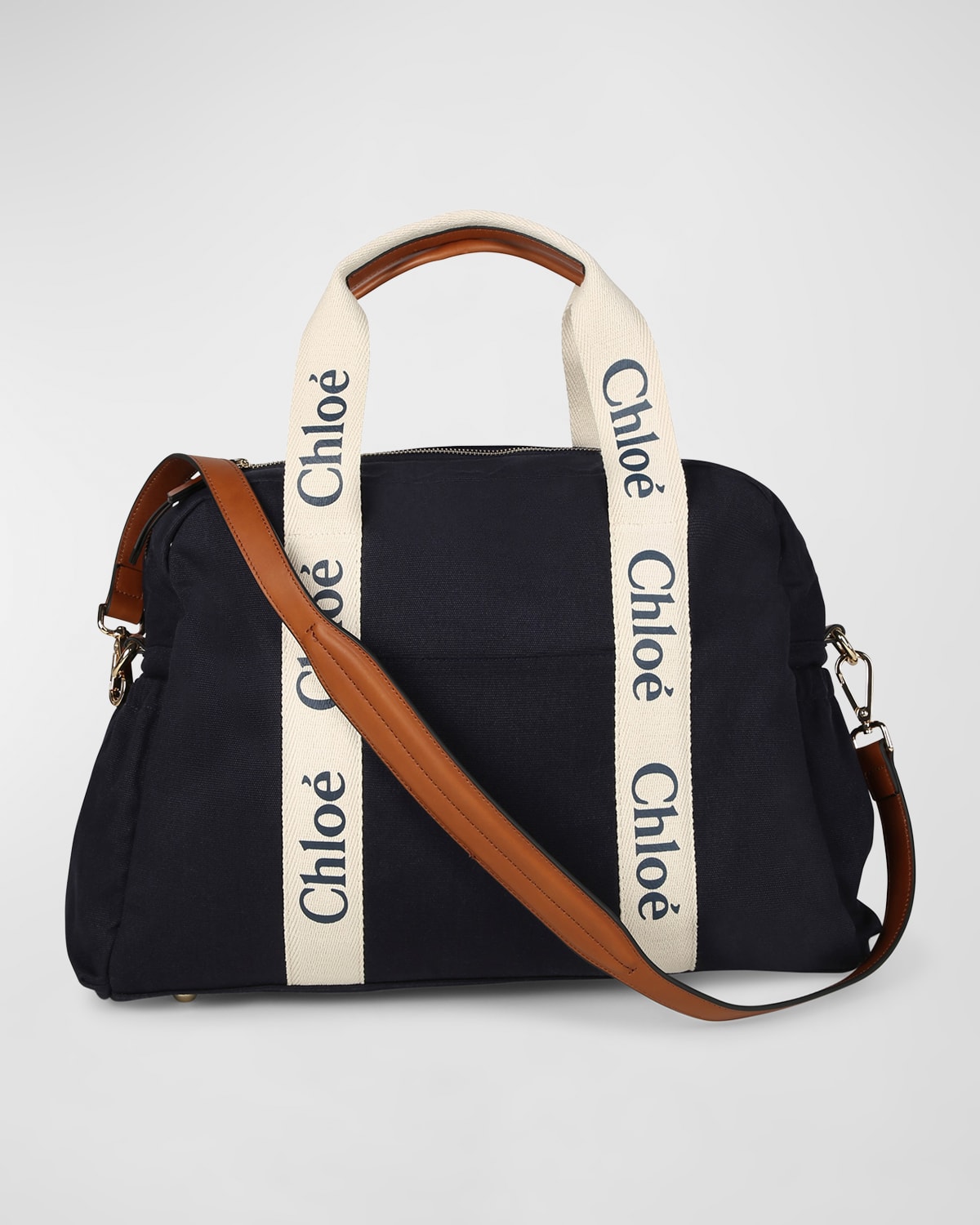 Shop Chloé Kid's Grosgrain Logo Changing Bag In Navy