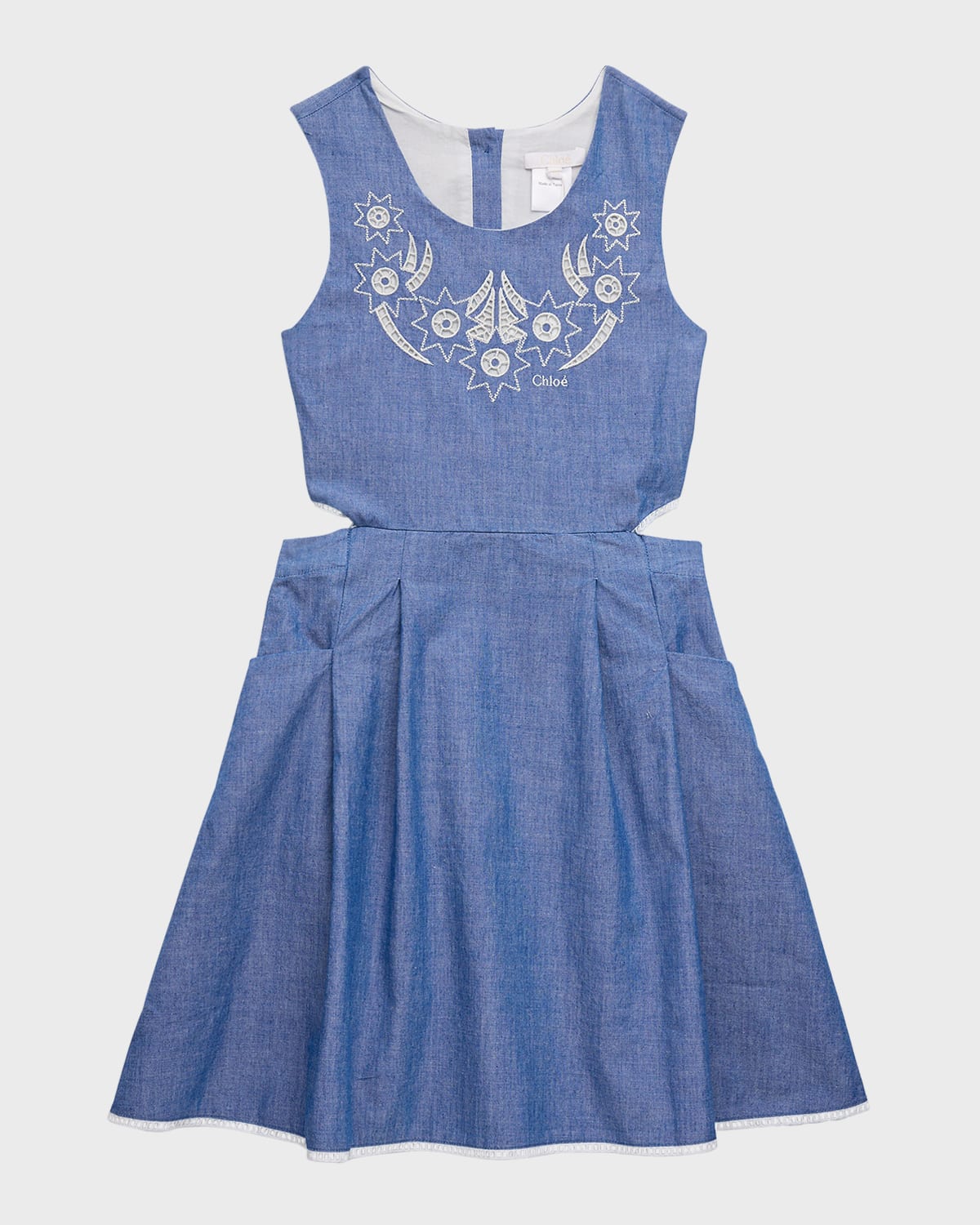 Chloé Teen Girls Blue Cotton Chambray Dress