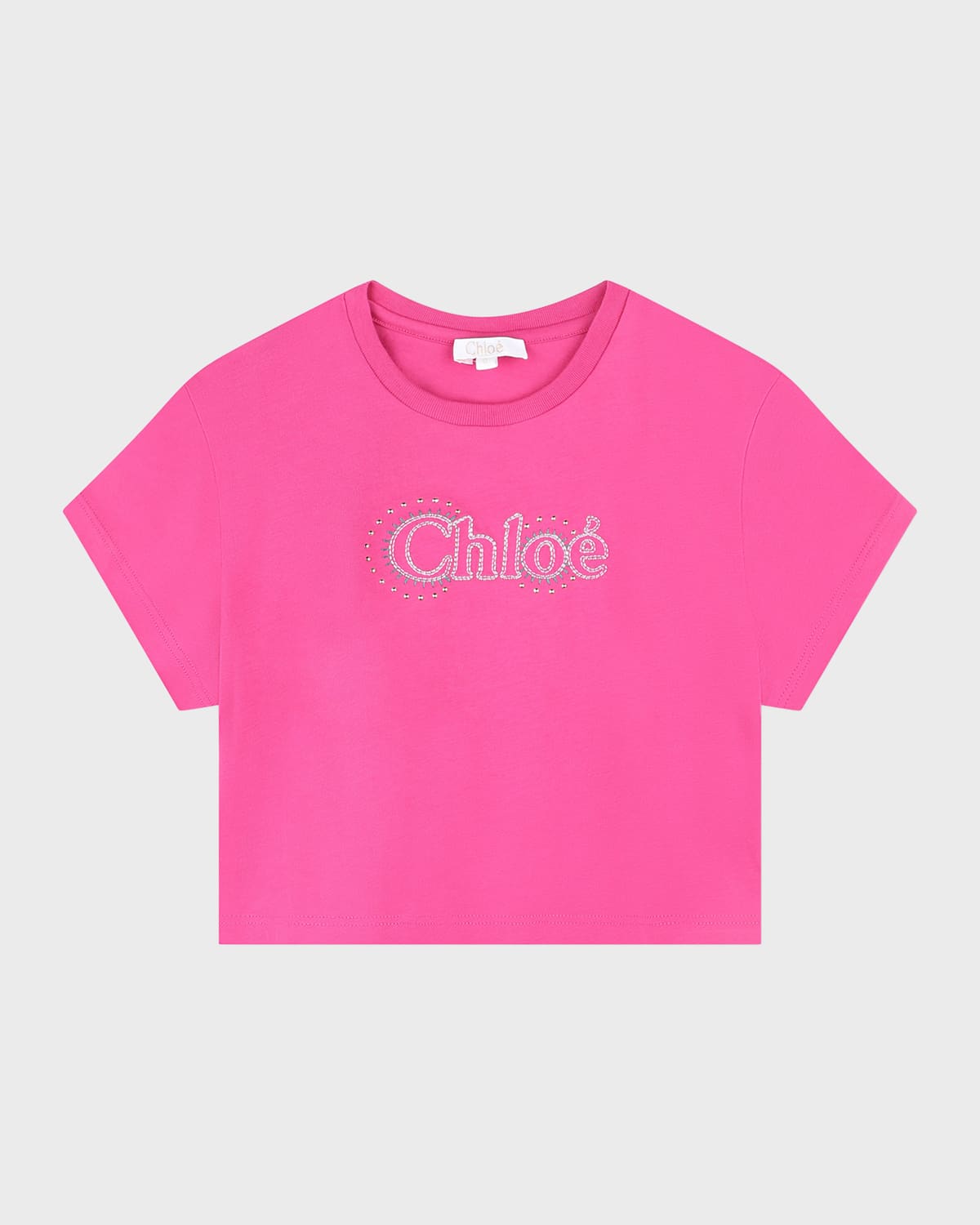 Shop Chloé Girl's Logo Embroidered Short-sleeve T-shirt In 49l-pink