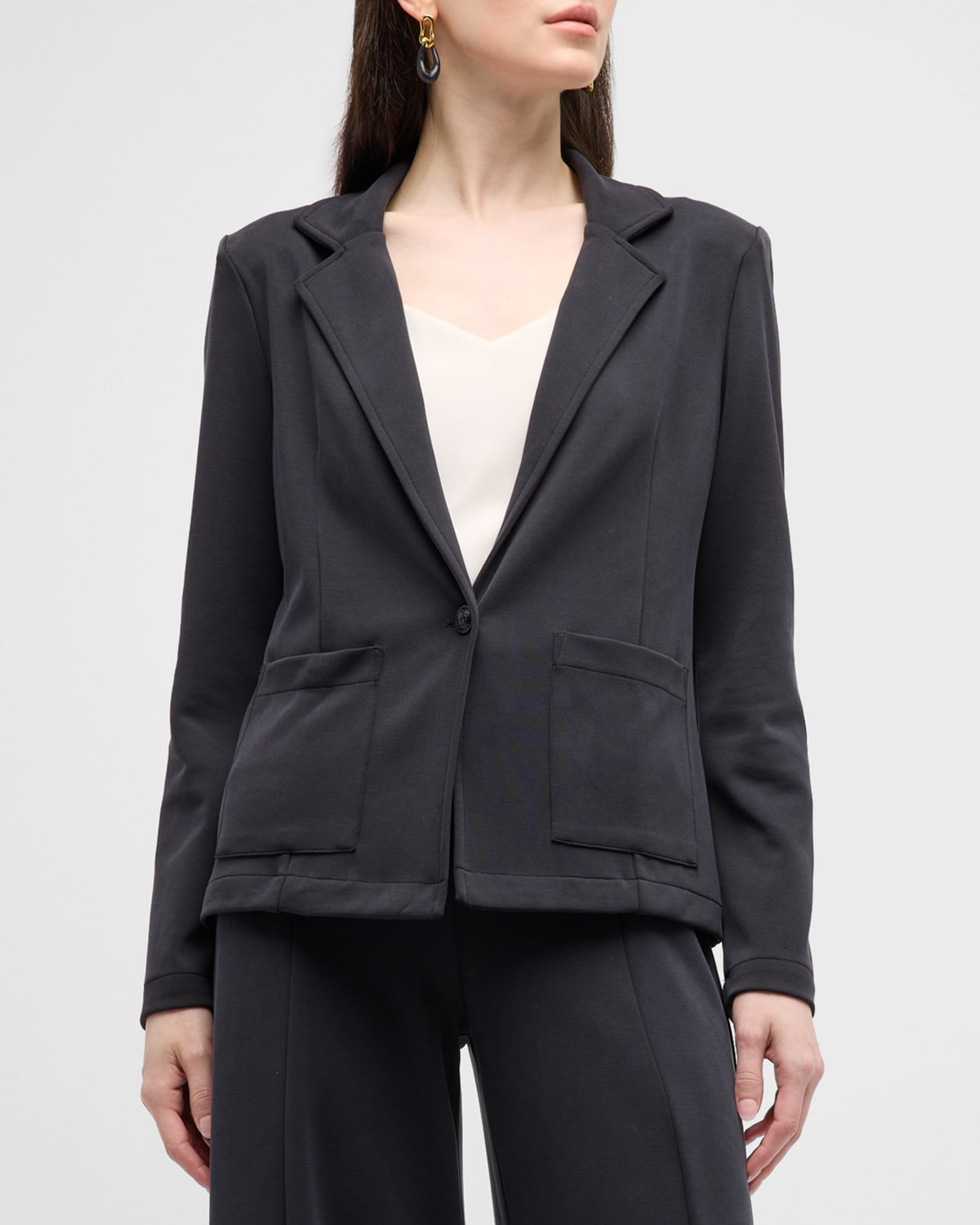L Agence Lacey Knit Blazer In Porcelain