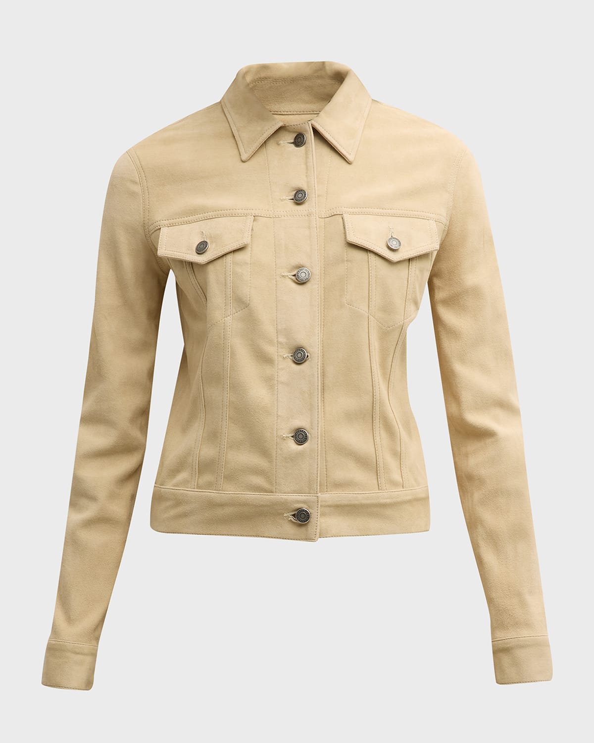 Cout De La Liberte Donna Suede Trucker Jacket In Sand 686