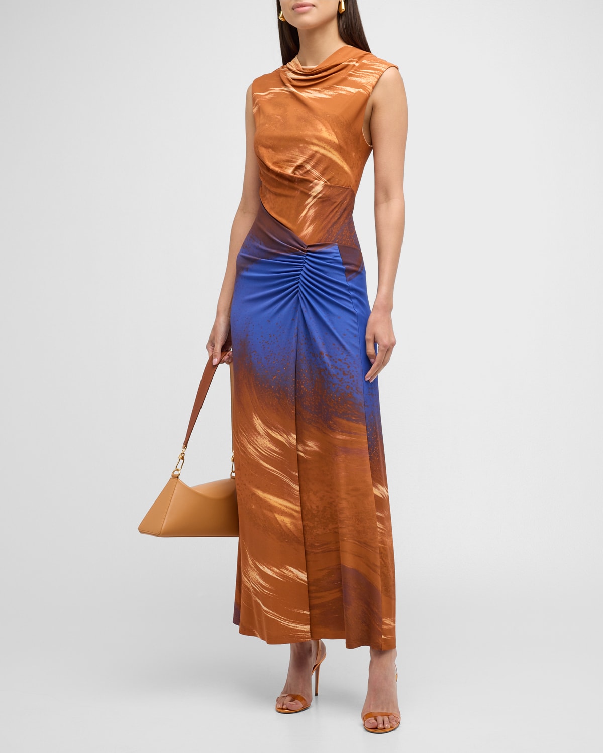 Shop Simkhai Acacia Marble-print Sleeveless Midi Dress In Sierra Print