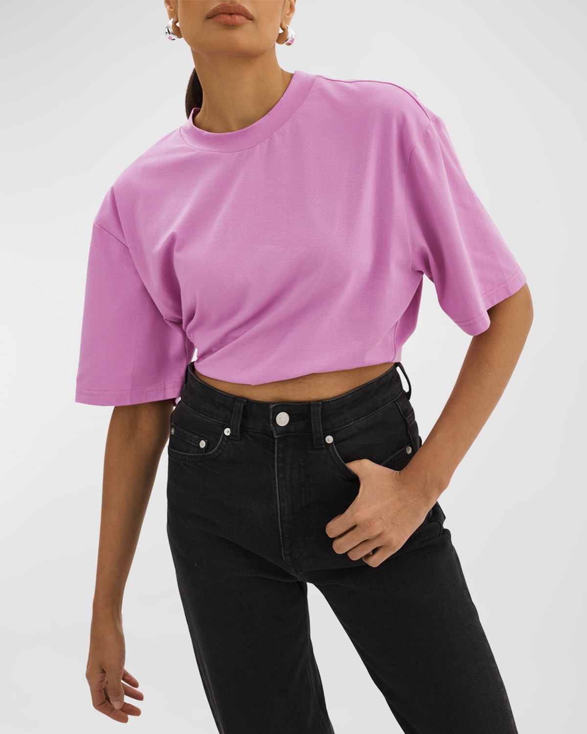 Lamarque Naia Asymmetric Cropped T-shirt In Bodacious Pink