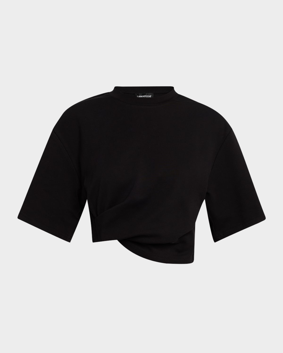 Lamarque Naia Cropped Asymmetric T-shirt In Black