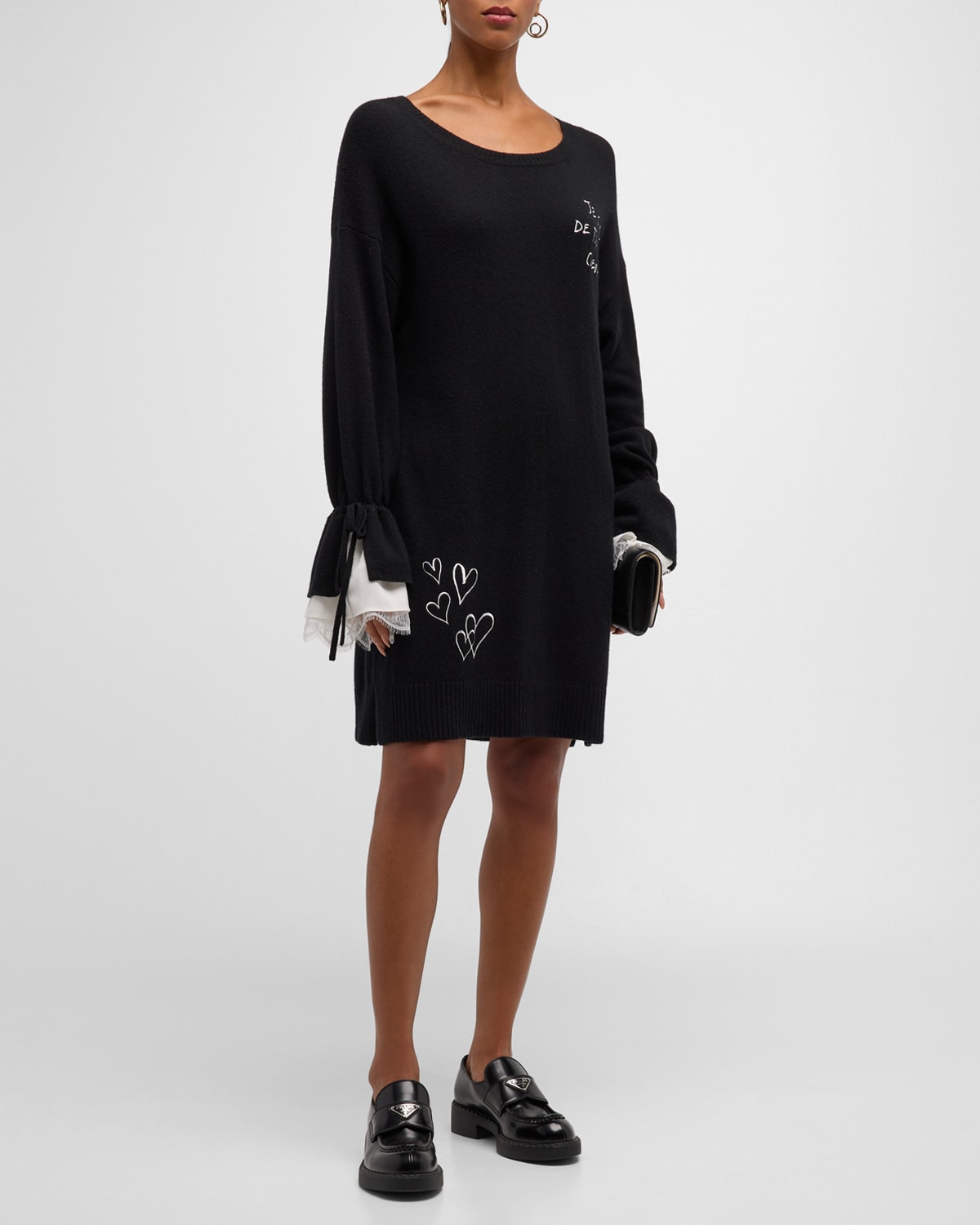 Shop Cinq À Sept Tasha Mon Amour Embellished Midi Knit Dress In Blackivory
