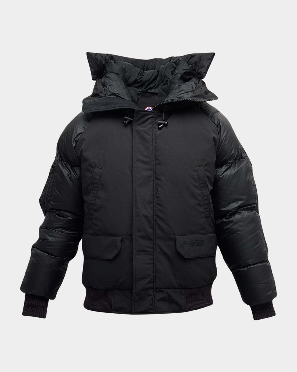 Canada Goose Hooded Bomber Jacket Featuring Front Pockets In Black