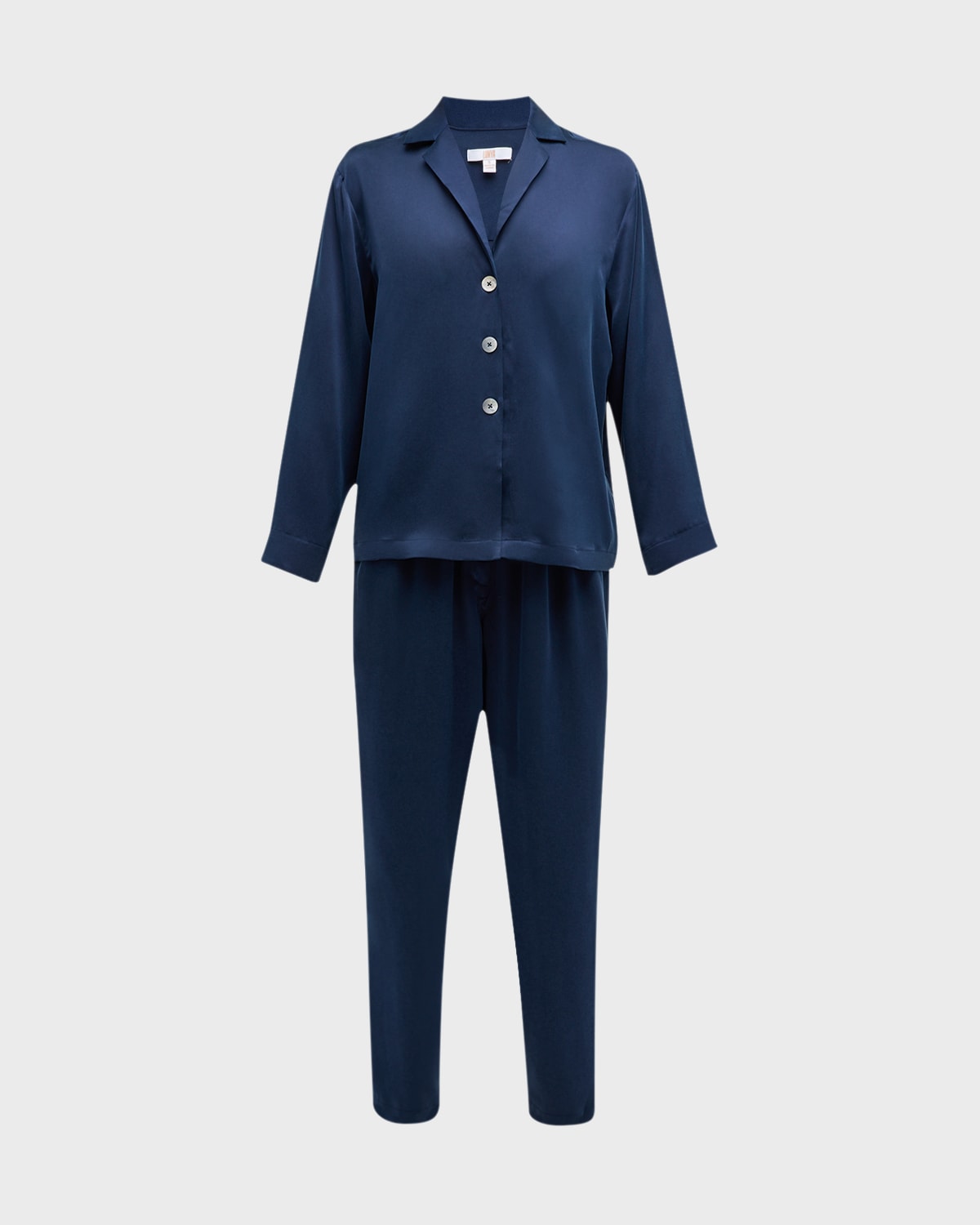 Lunya Cropped Washable Silk Pajama Set In Deep Blue