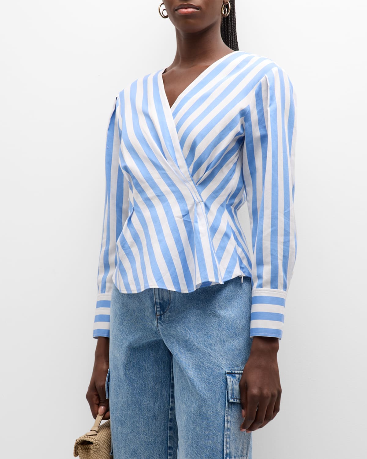 Tanya Taylor Women's Tula Stripe Cotton Poplin Shirt In Azure Blue