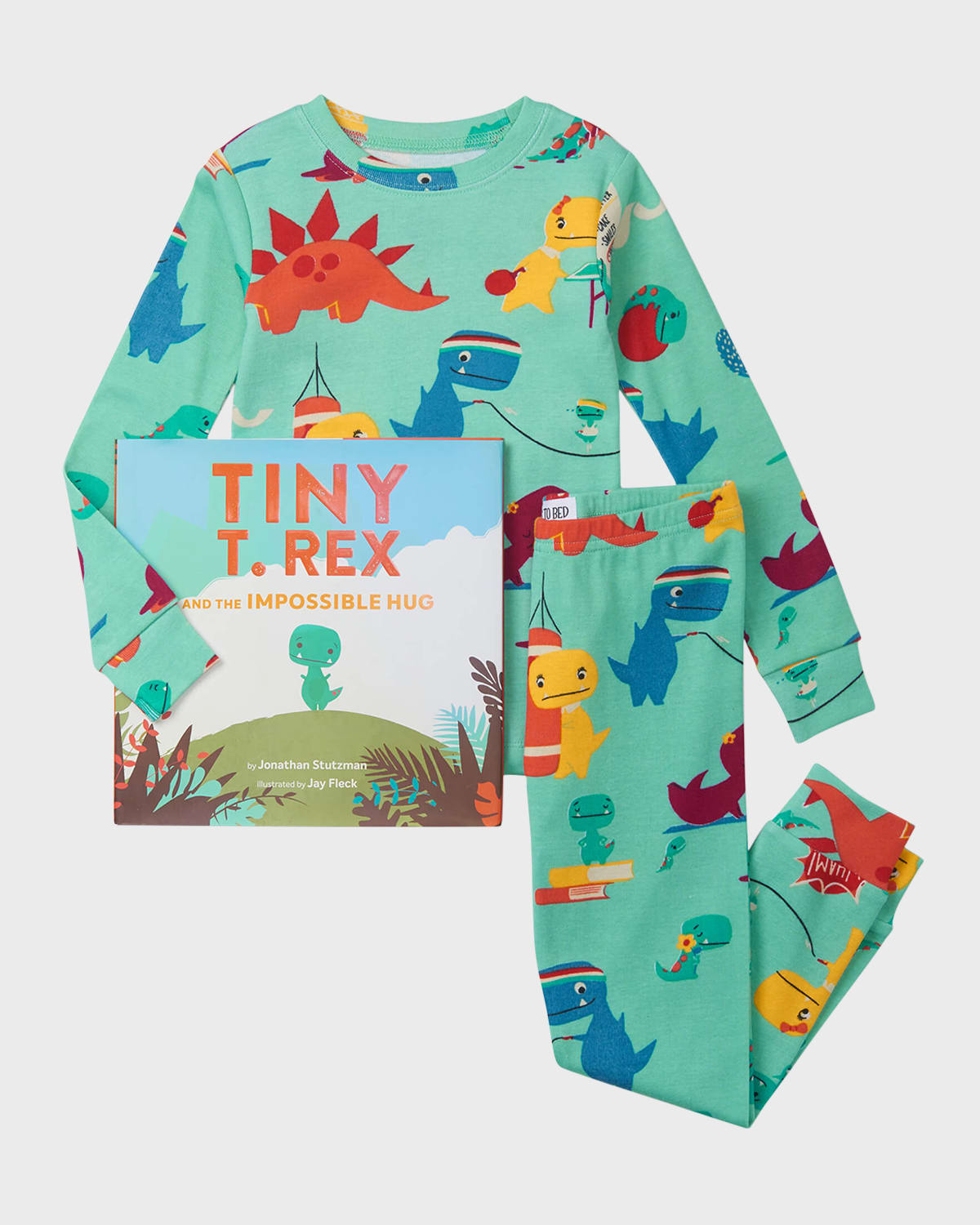 Shop Books To Bed Boy's Tiny T-rex And The Impossible Hug Printed Pajamas & Book Set In Blue
