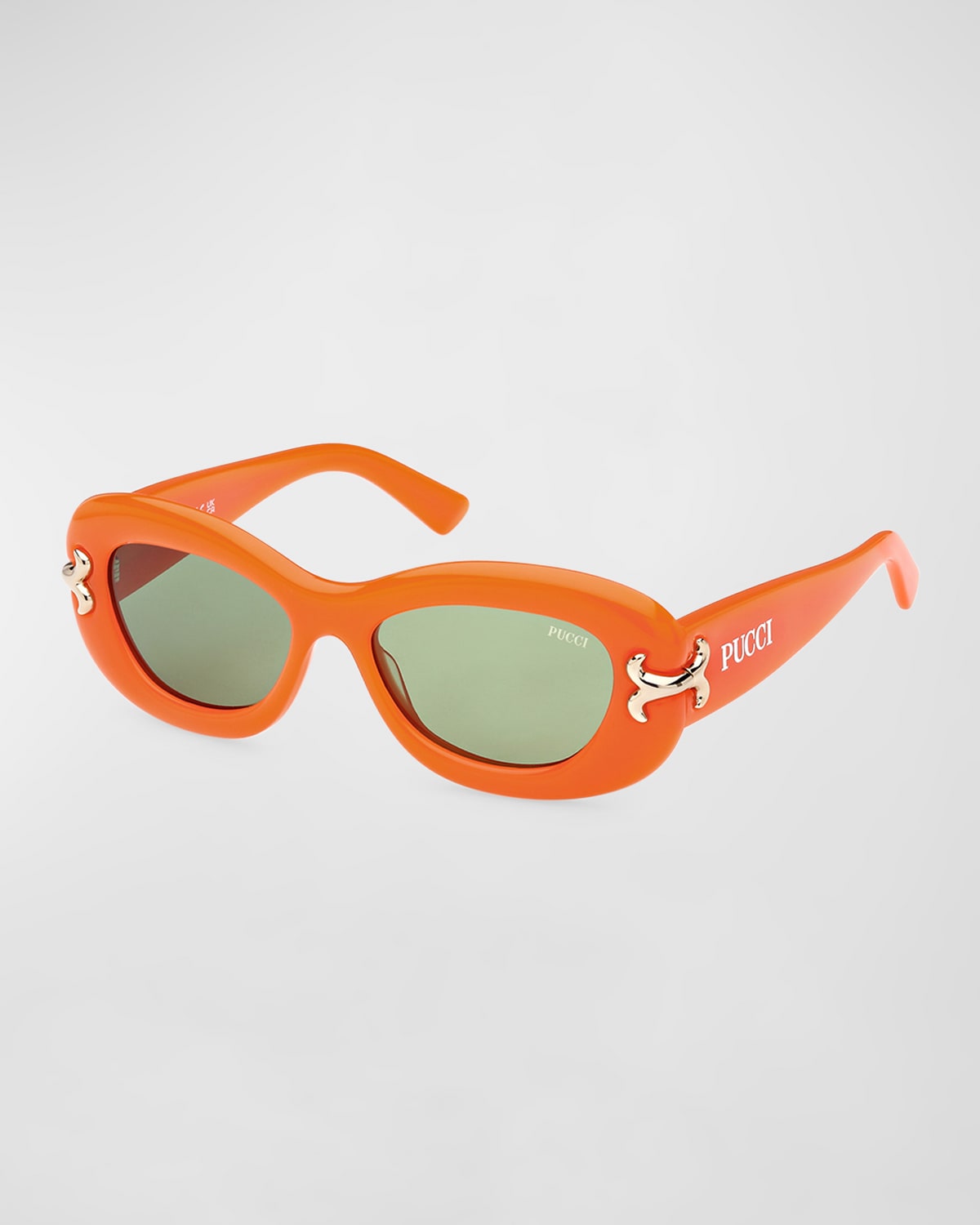 Emilio Pucci Oval Acetate Sunglasses In Orange
