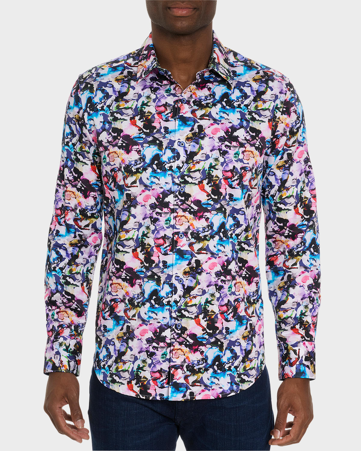 Robert Graham The Atlas Abstract Floral Stretch Button-up Shirt In Multi