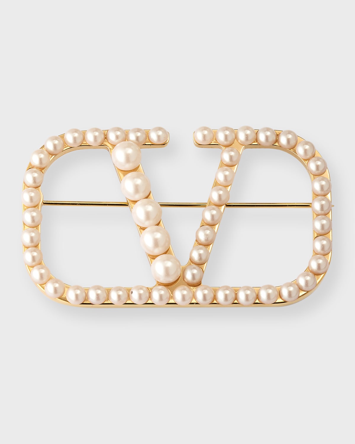 Pearly V Logo Brooch