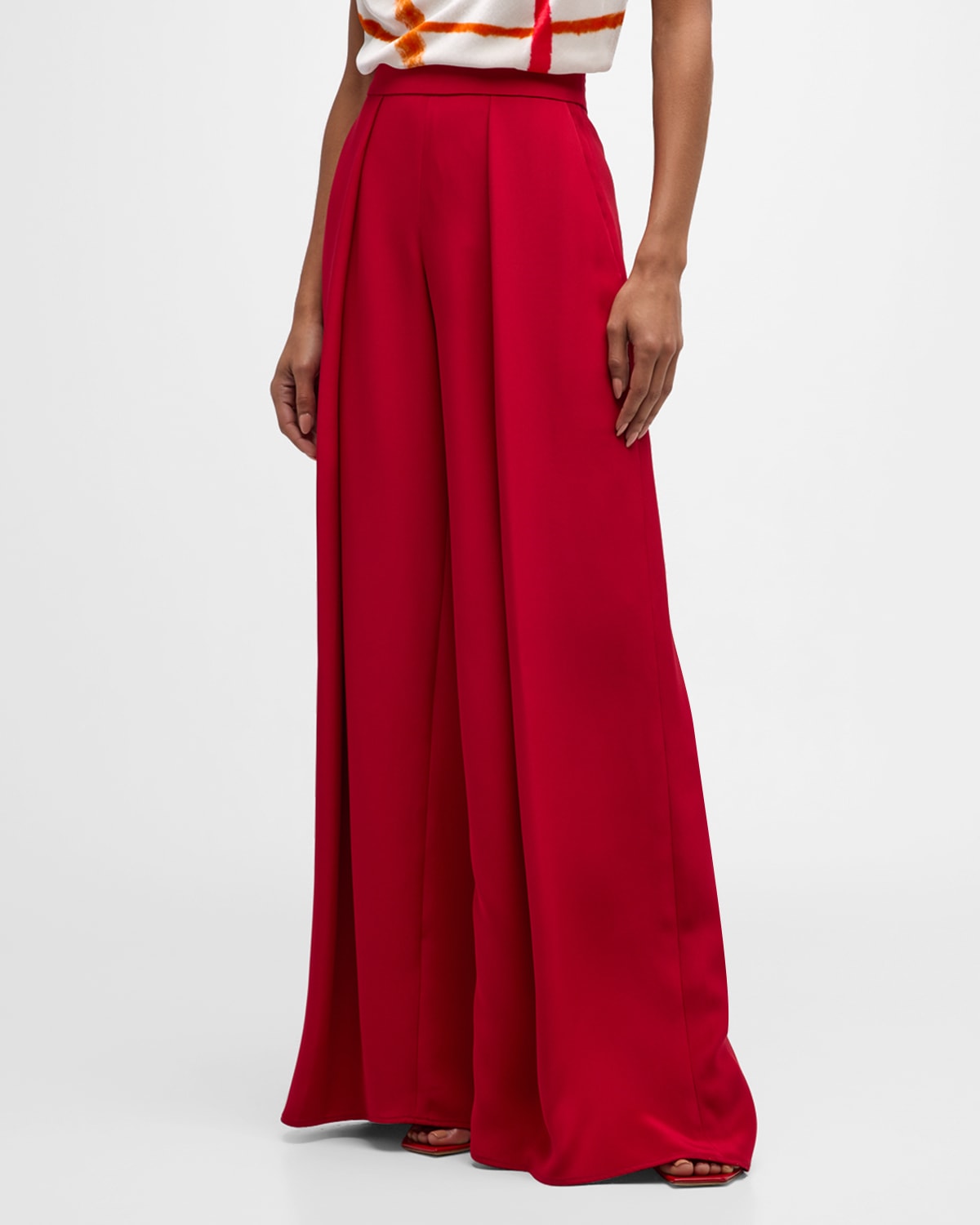 High-Rise Deep Pleated Wide-Leg Trousers