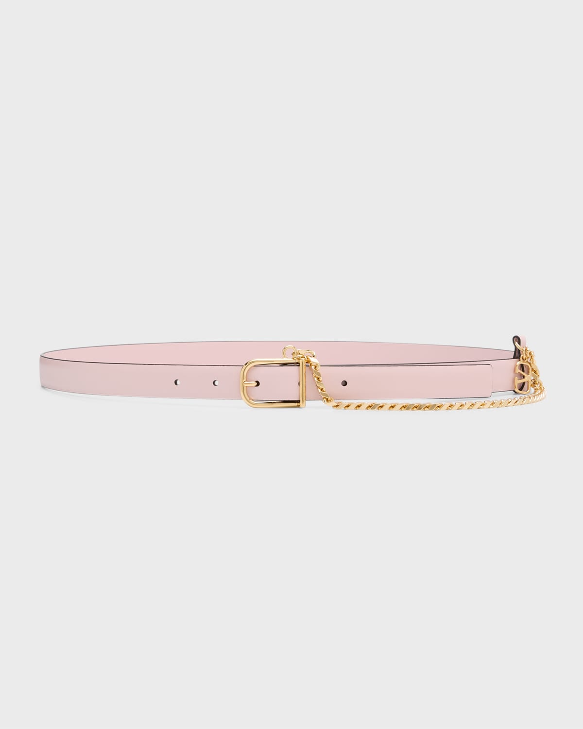 V-Logo Chain Leather Belt