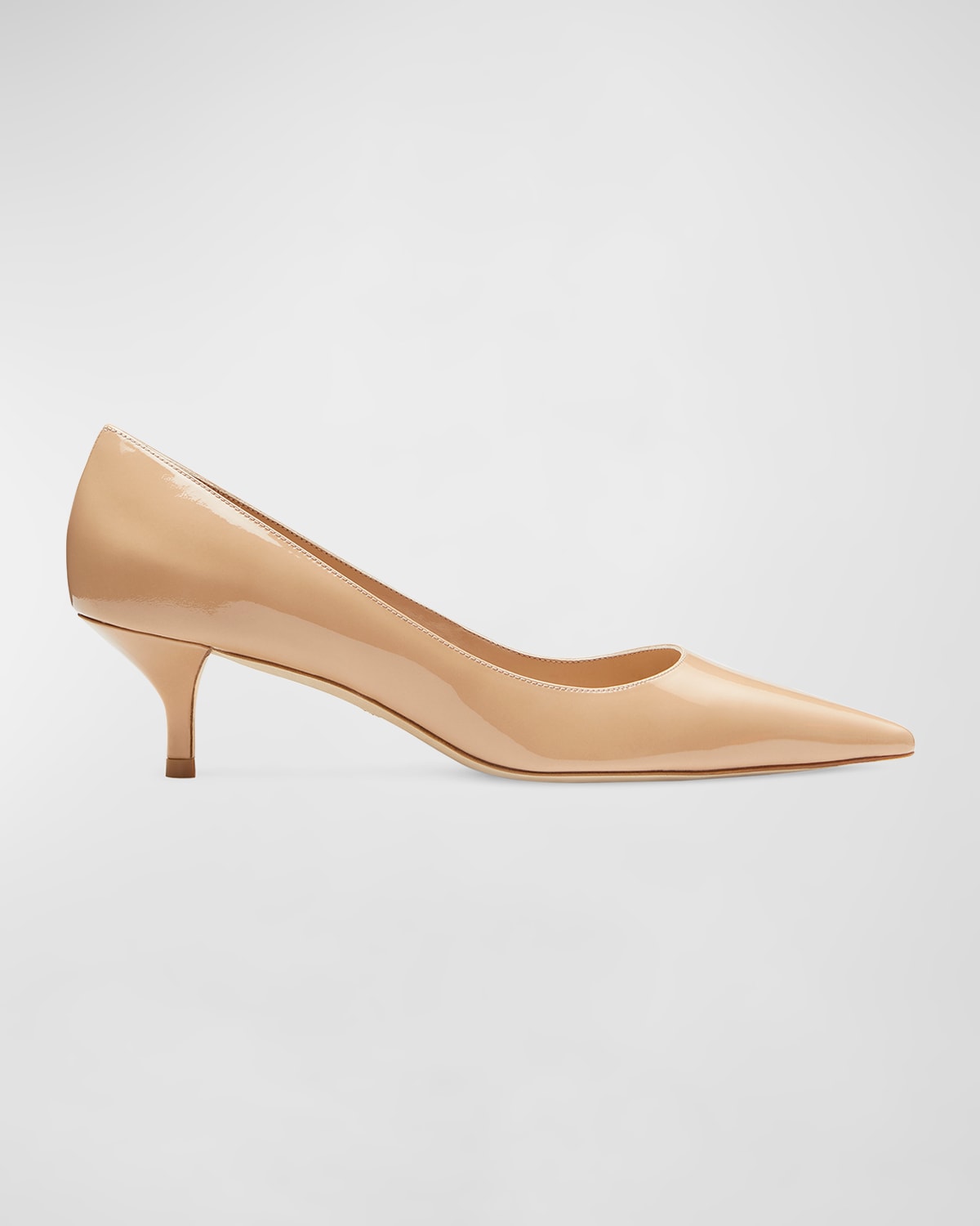 Stuart Weitzman Stuart Pointed Toe Kitten Heel Pumps In Adobe