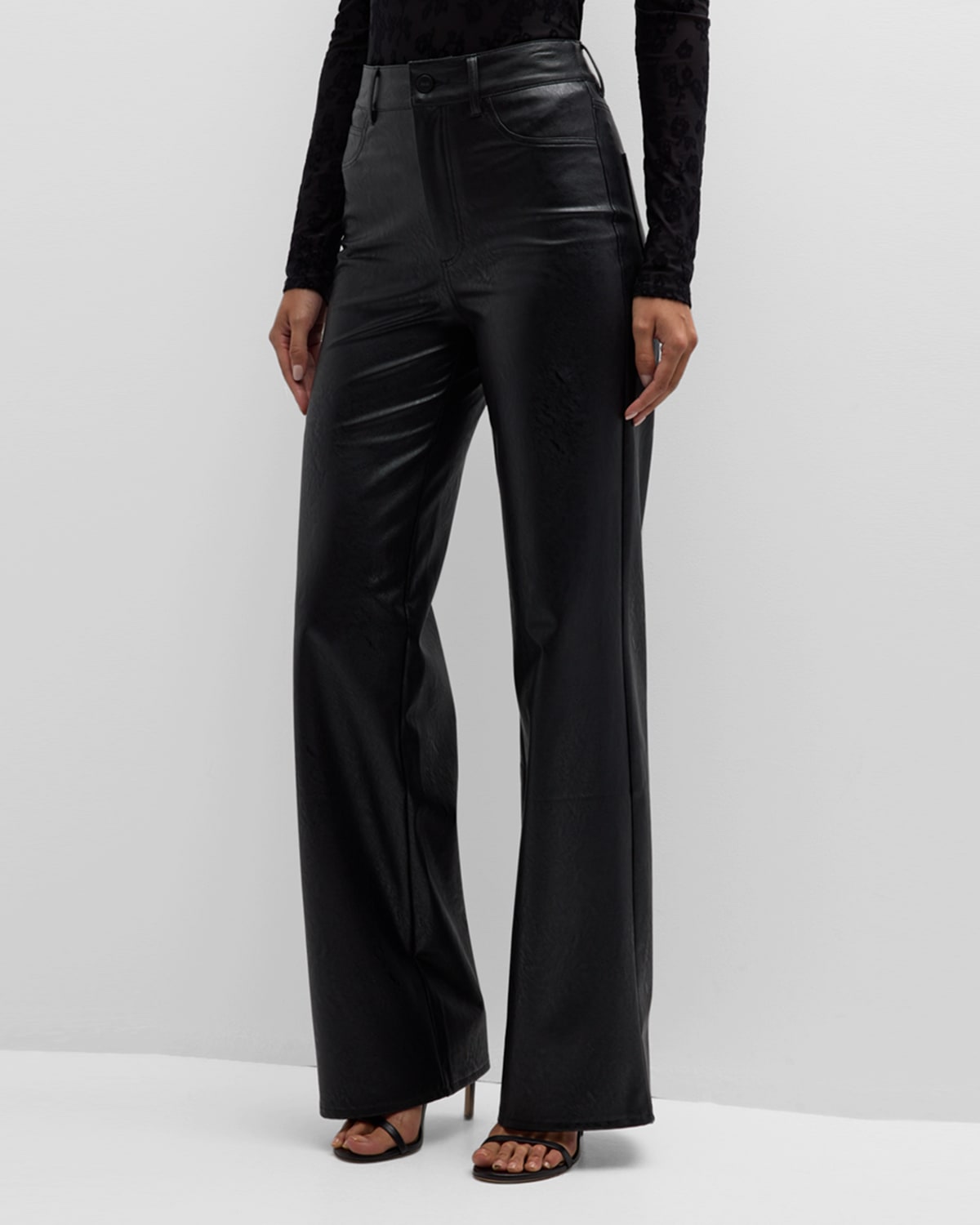 Shop Paige Sasha Straight Faux-leather Pants In Black