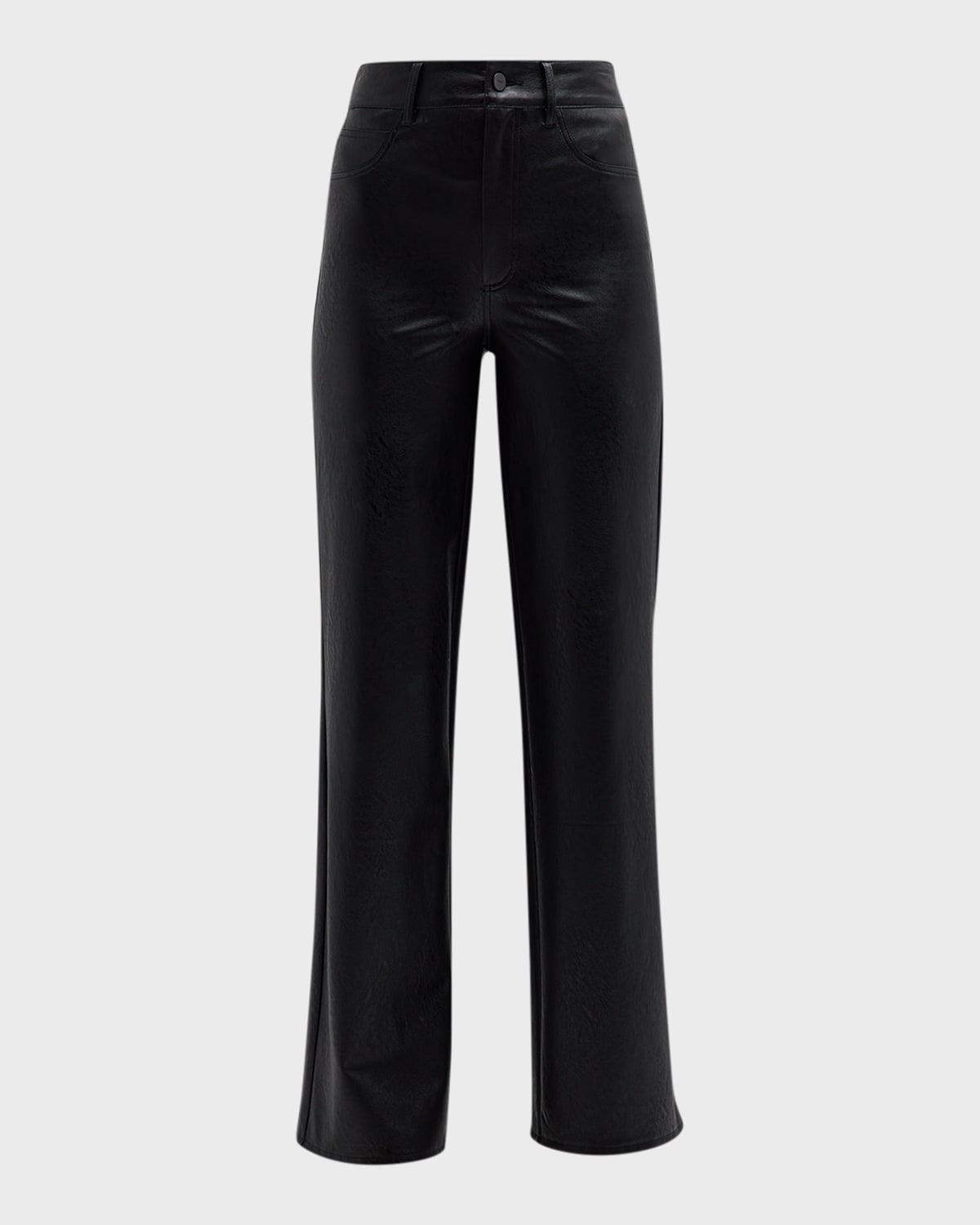 Shop Paige Sasha Straight Faux-leather Pants In Black