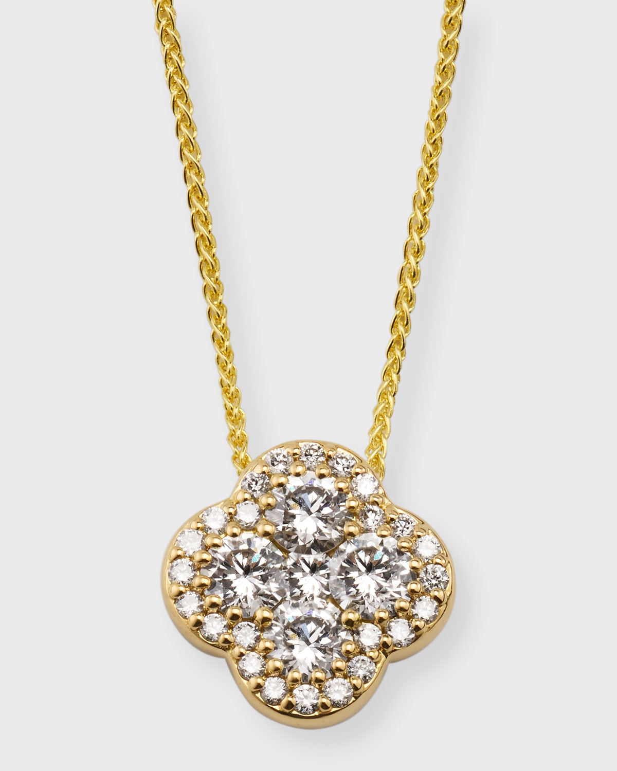 18K Yellow Gold Pave GH/SI Diamond Flower Pendant on 18" Chain, 0.68tcw