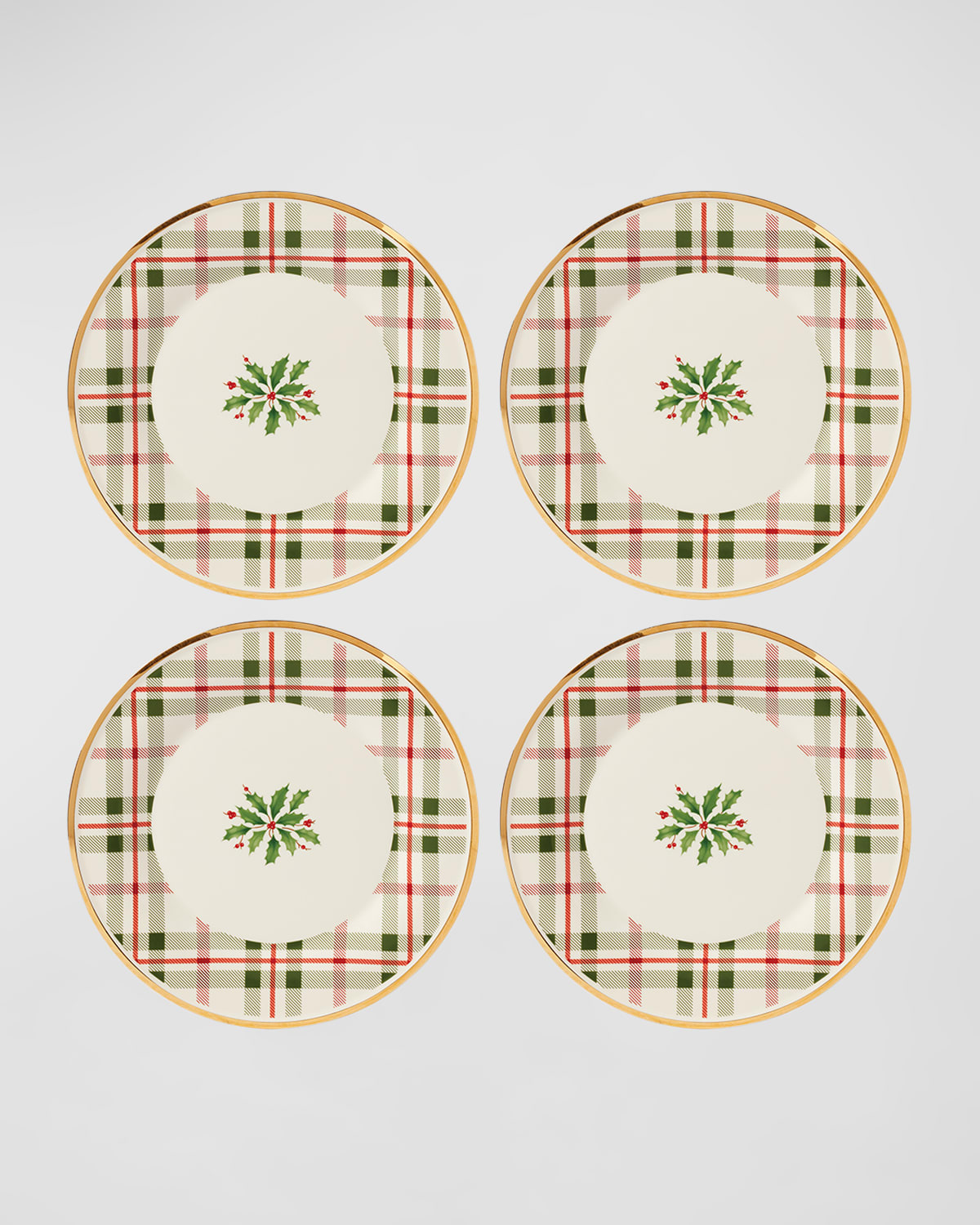 LENOX HOLIDAY PLAID ACCENT PLATES, SET OF 4