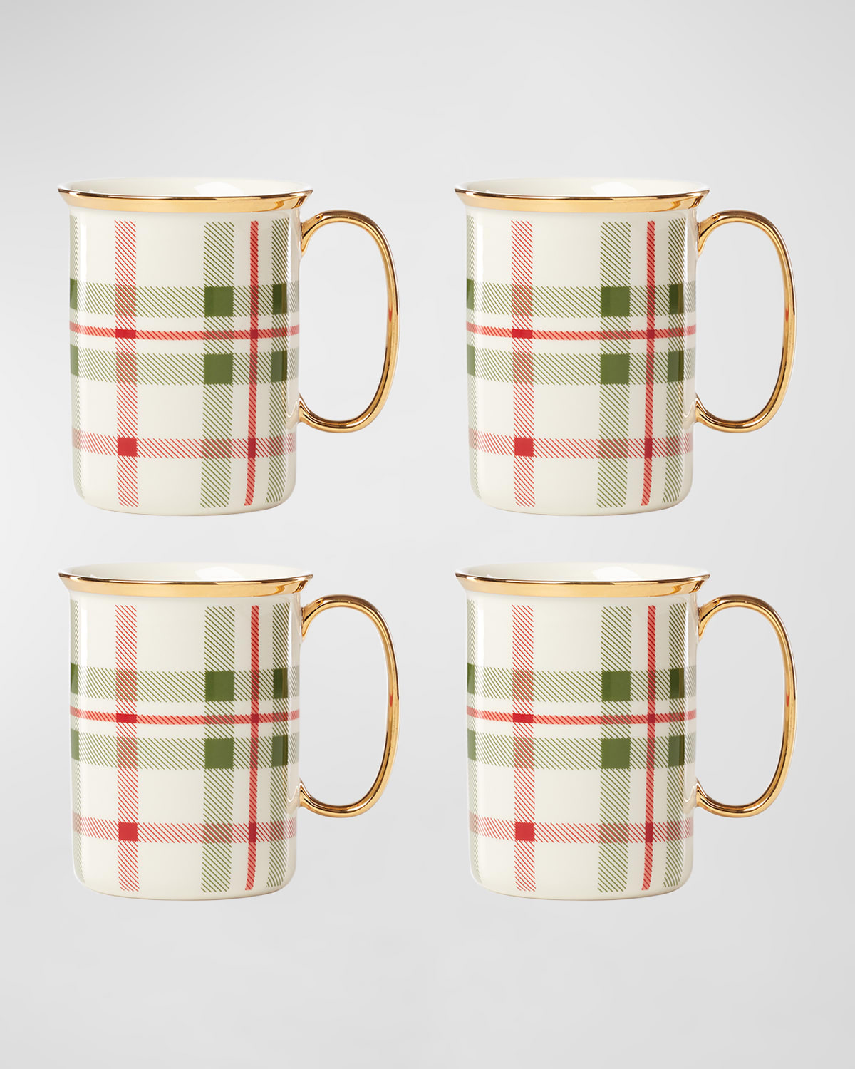 Lenox Holiday Plaid Mugs, Set Of 4 In Ivory