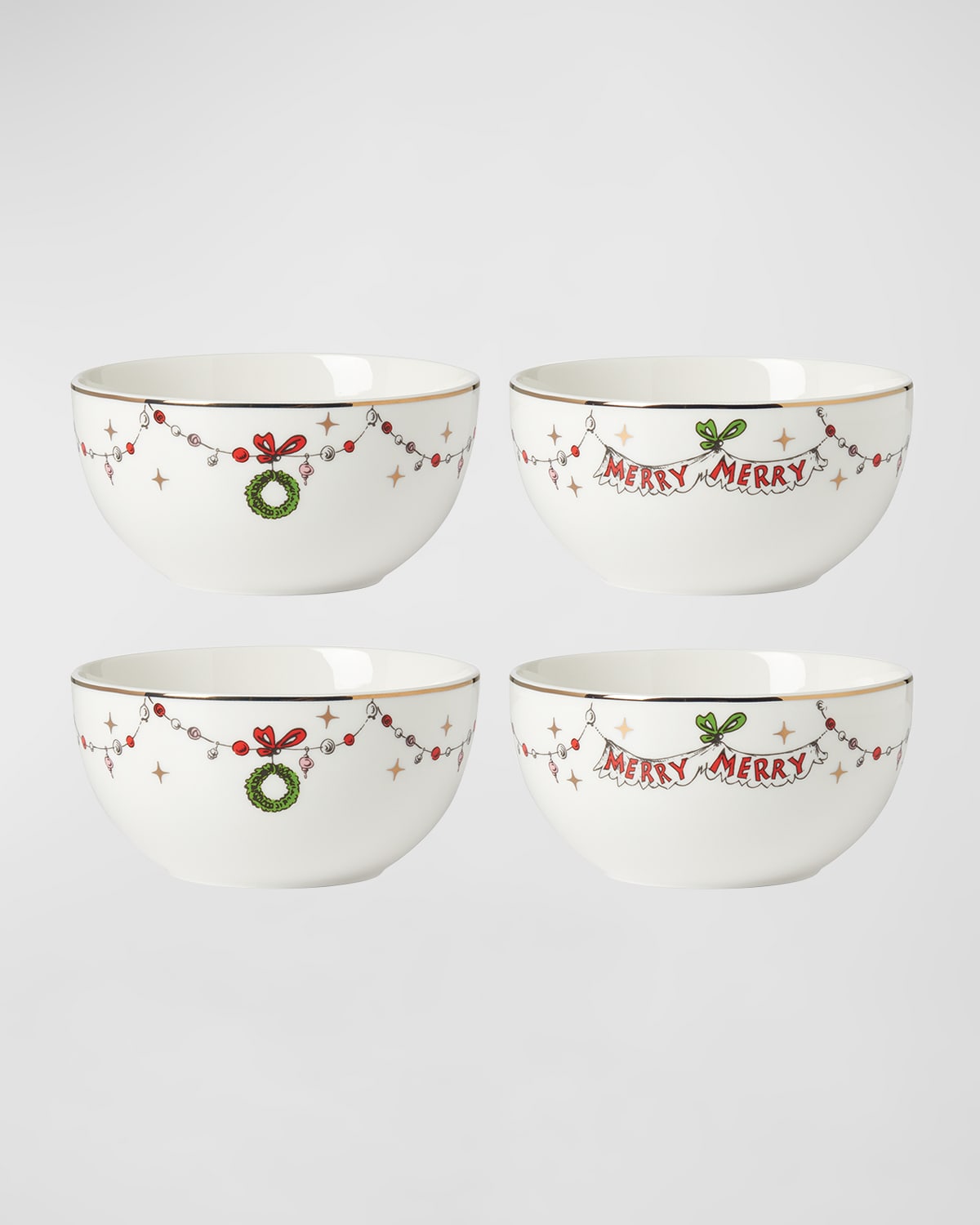 Lenox Merry Grinchmas Assorted All-purpose Bowls, Set Of 4 In Ivory