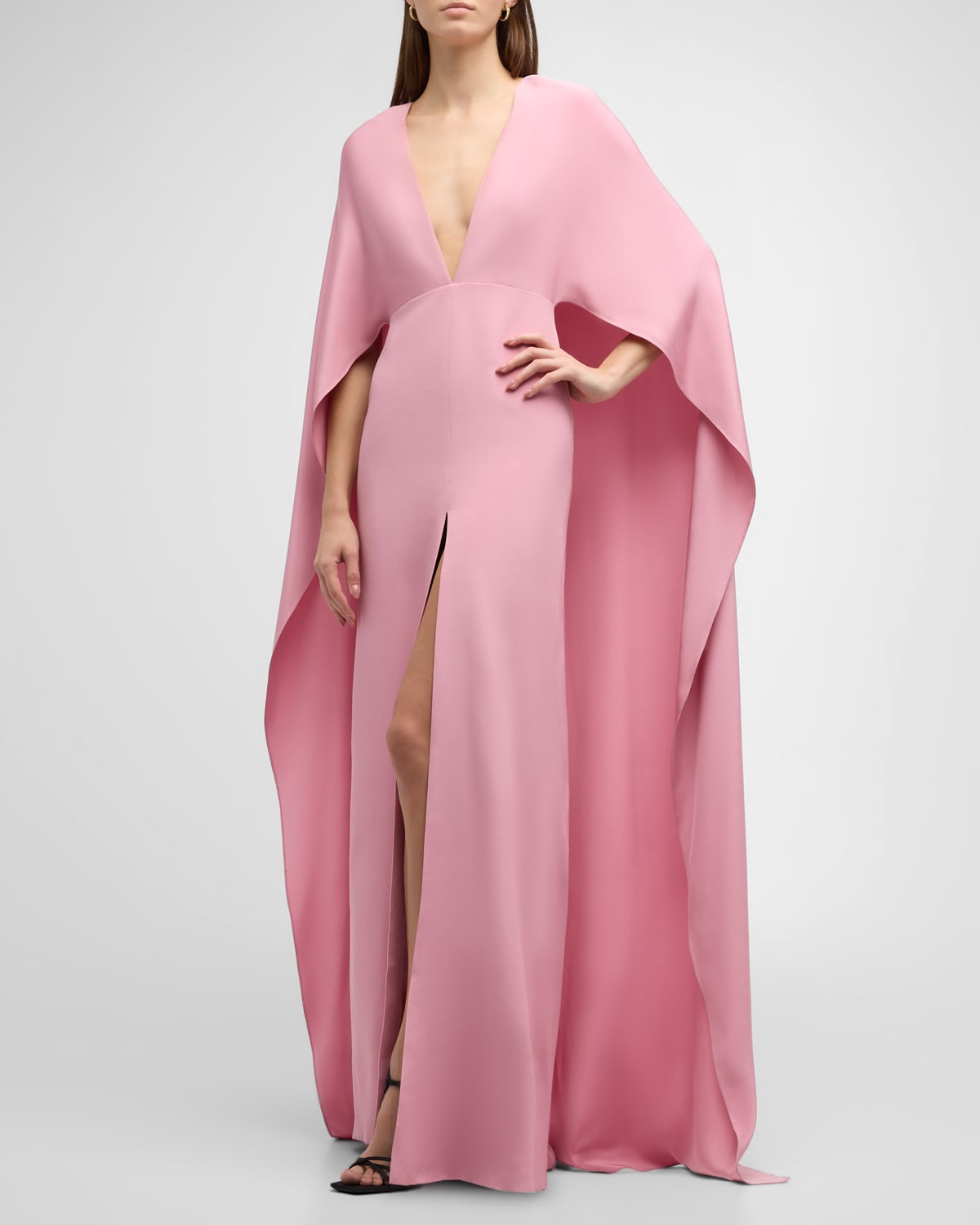 Silk Crepe Column Gown with Cape Back