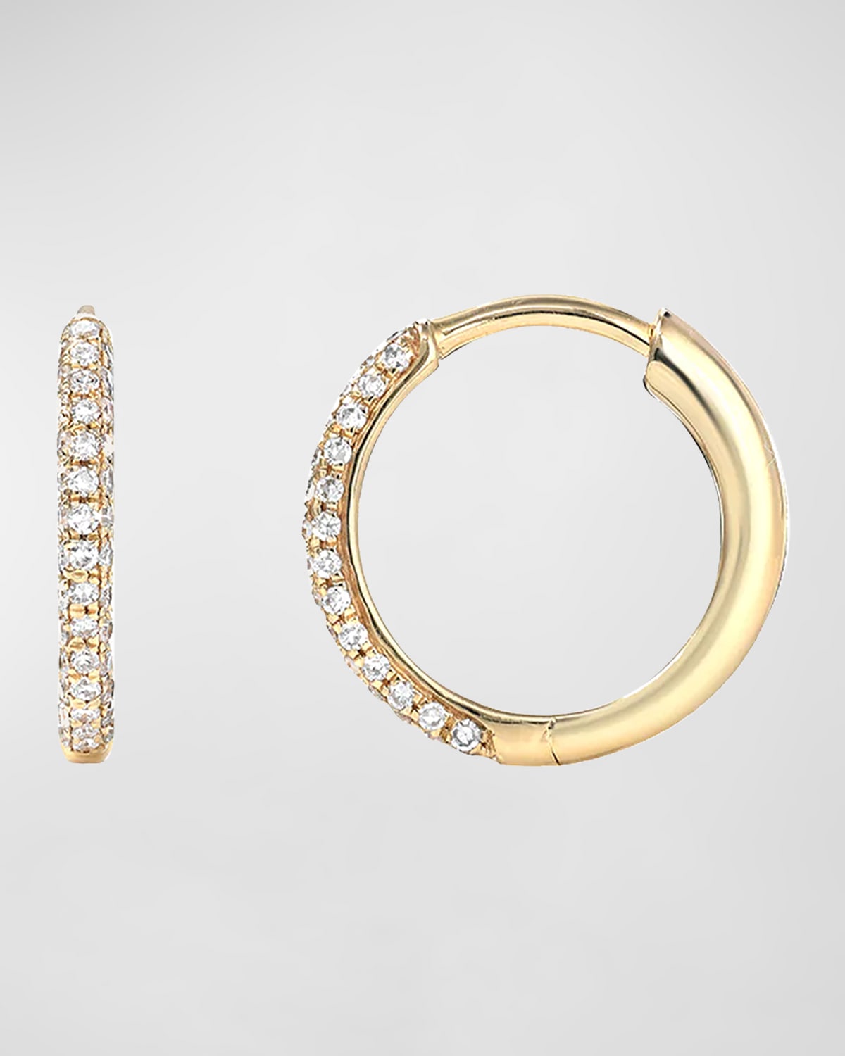 14K Bold Triple Row Diamond Huggie Earrings