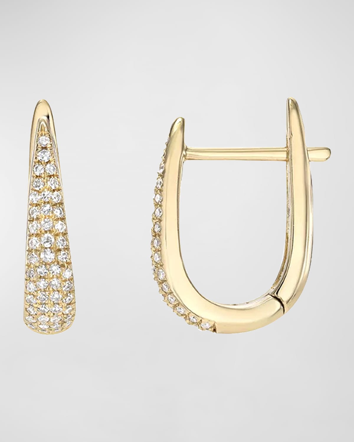 14K Gold Diamond Pave Dome Claw Huggie Earrings