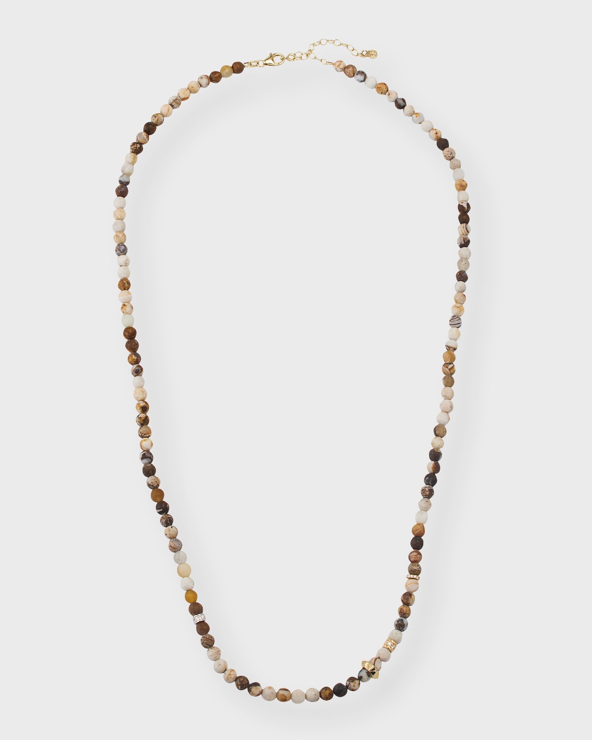 Sydney Evan Men's Diamond Rondelle Wooden Opal Beaded Necklace