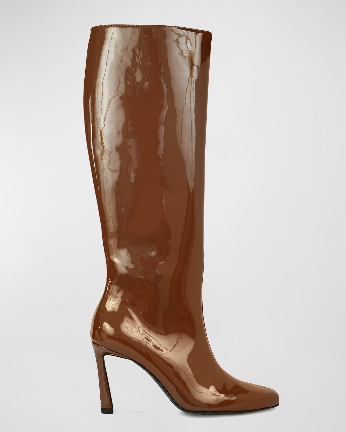 Black Suede Studio Liz Knee High Boot In Mocha Patent