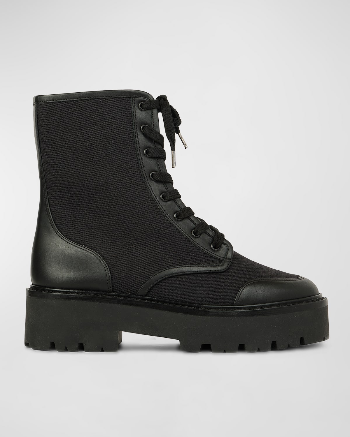 BLACK SUEDE STUDIO SIERRA MIXED LEATHER COMBAT BOOTS