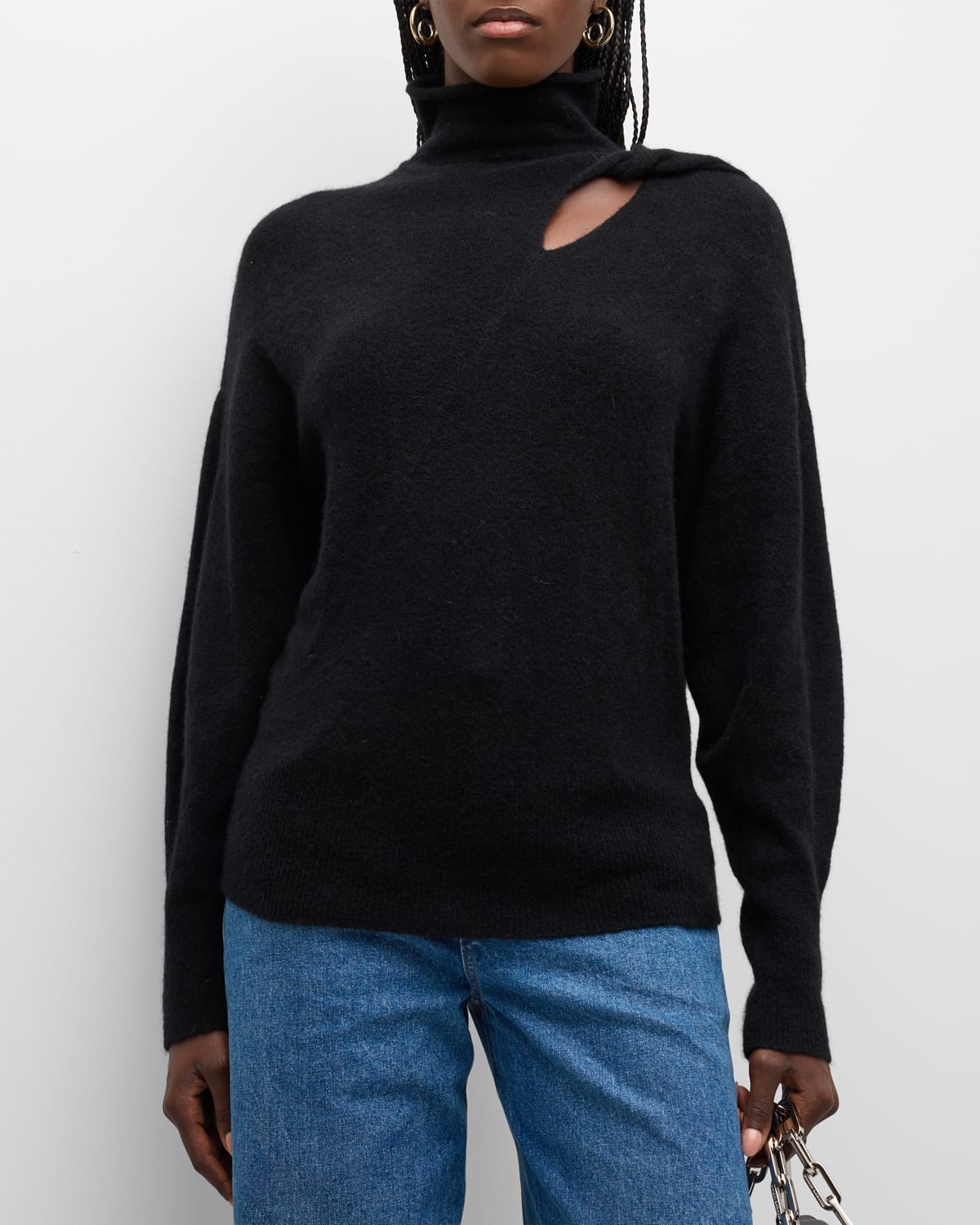 Shop A.l.c Jensen Twist Cut-out Turtleneck Sweater In Black