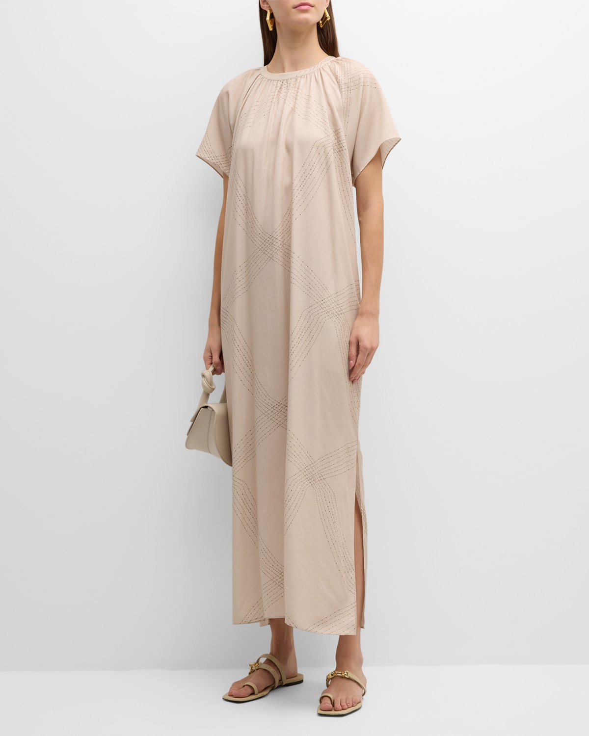 James Graphic-Print Raglan-Sleeve Maxi Dress