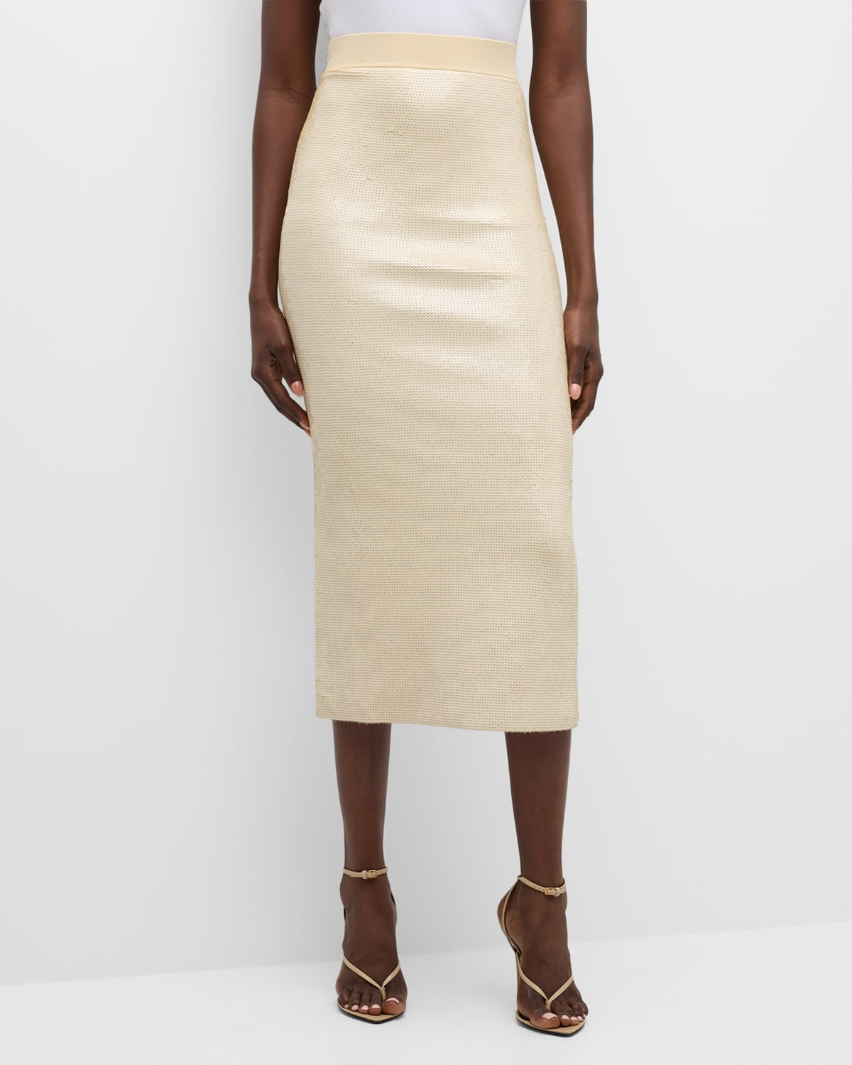 Shop A.l.c Joan Pull-on Sequin Midi Skirt In Cream