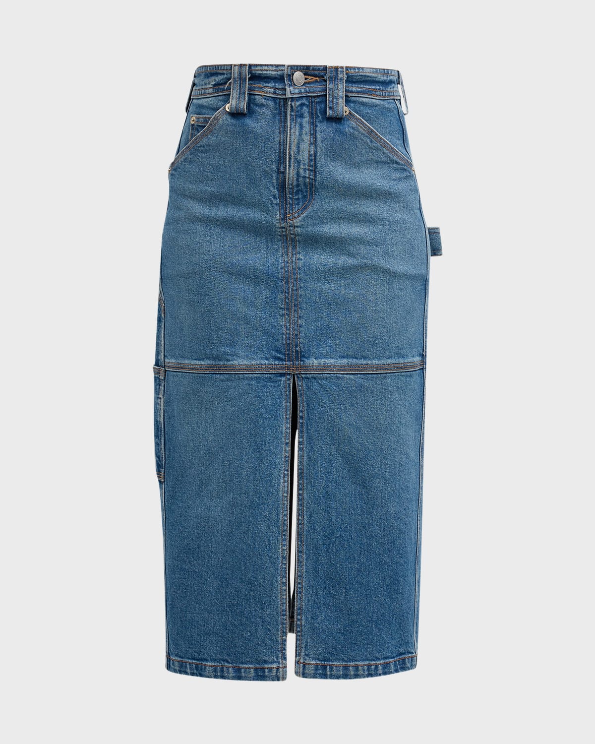 A.l.c Alden Split Denim Midi Skirt In Medium Was