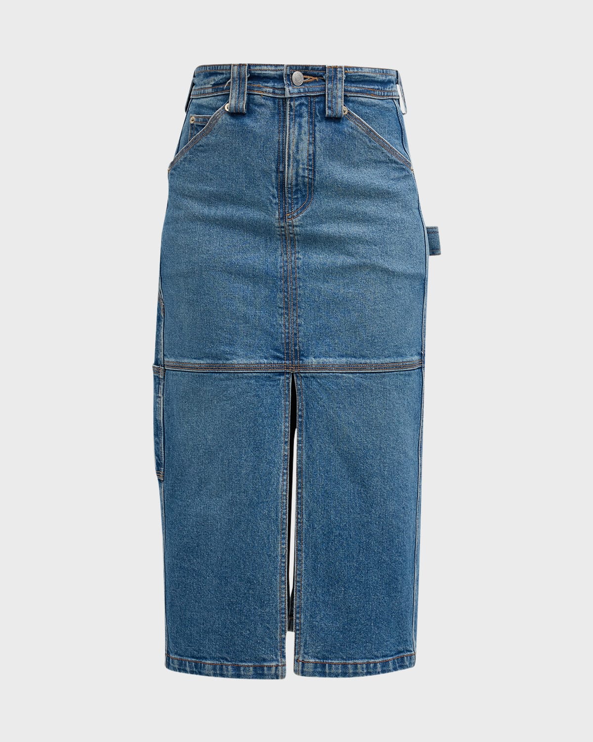 Shop A.l.c Alden Split Denim Midi Skirt In Medium Was