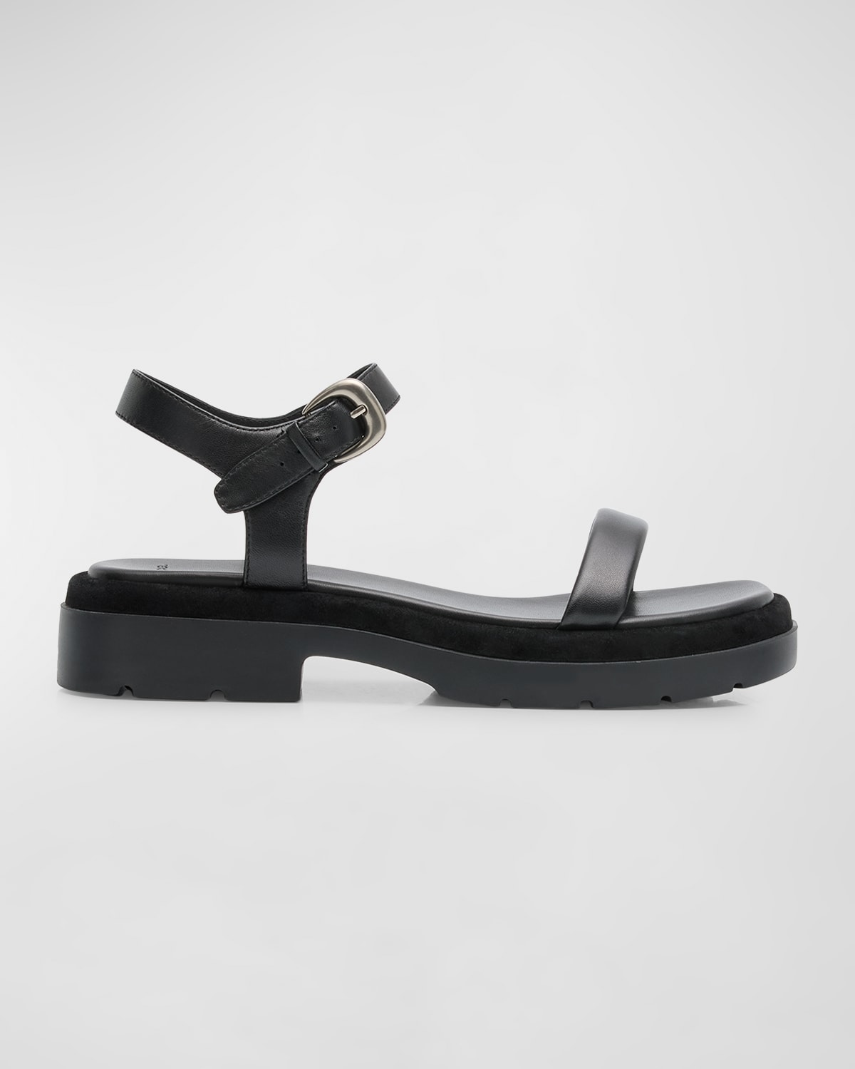 Shop Vince Heloise Leather Easy Comfort Sandals In Black