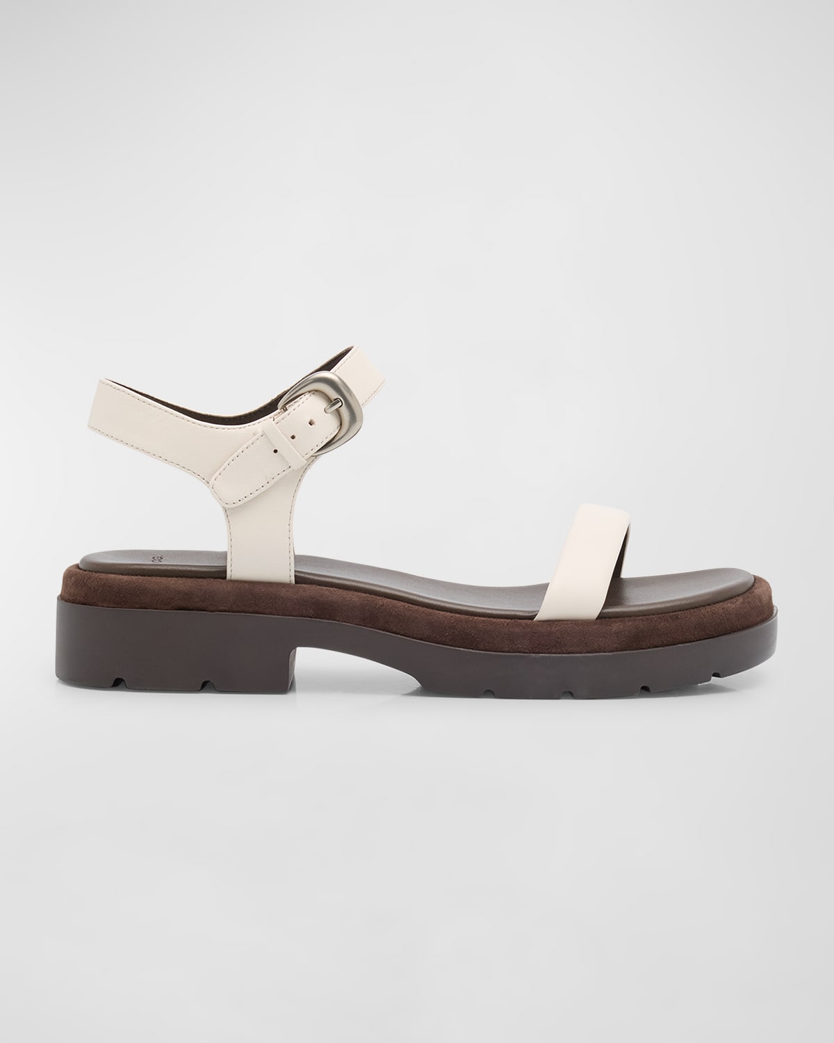 Shop Vince Heloise Leather Easy Comfort Sandals In Milk