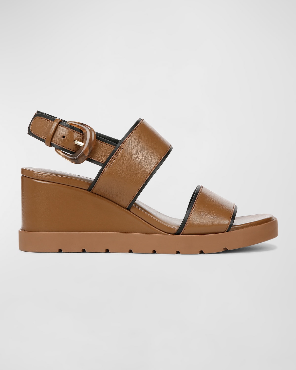 Vince Roma Leather Wedge Slingback Sandals In Black