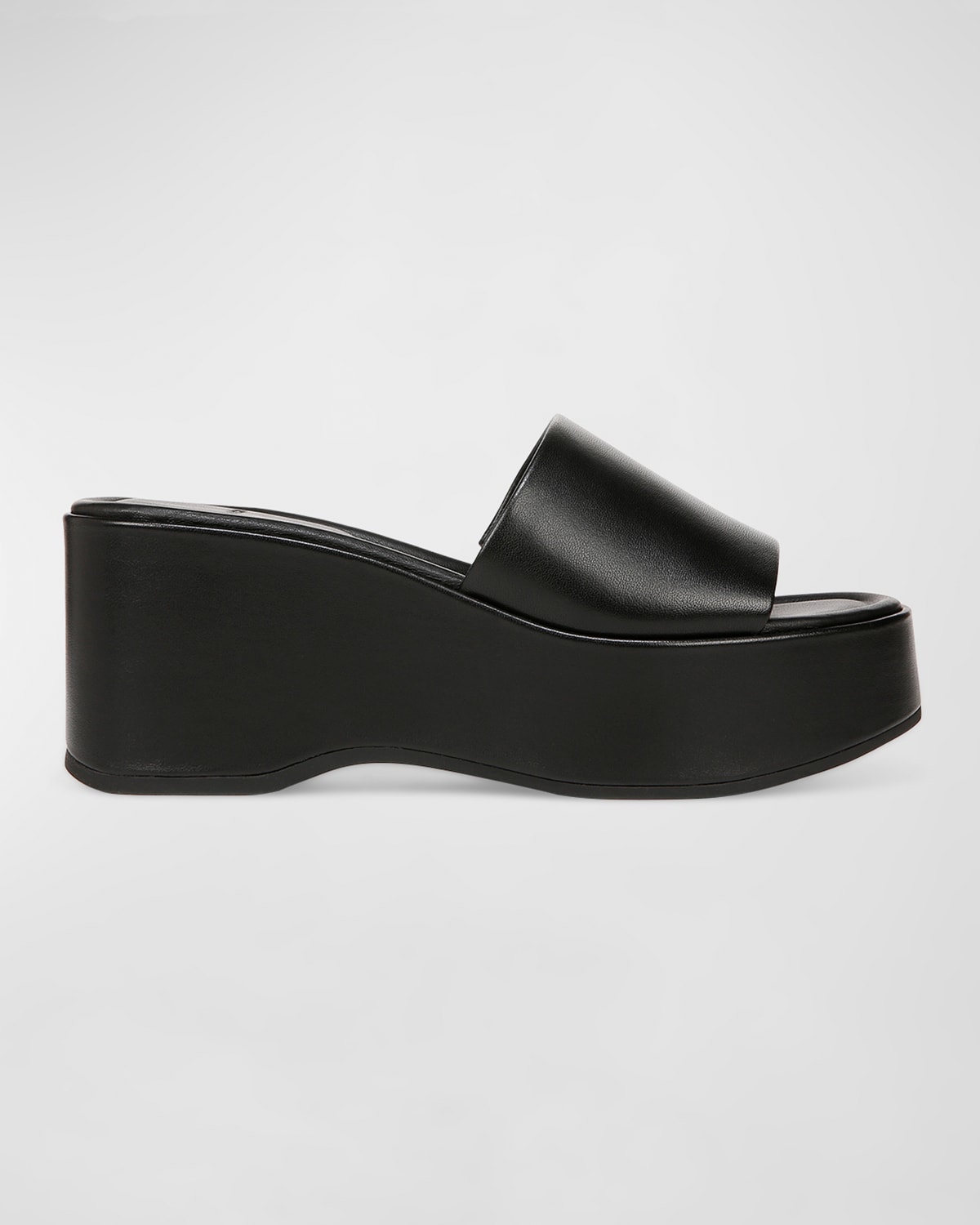 Shop Vince Polina Leather Slide Platform Sandals In Black