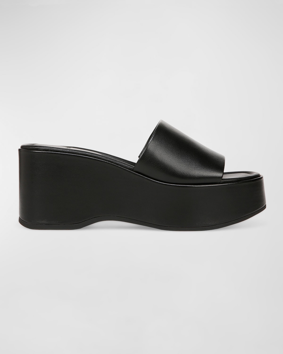 Vince Polina Leather Slide Platform Sandals In Black