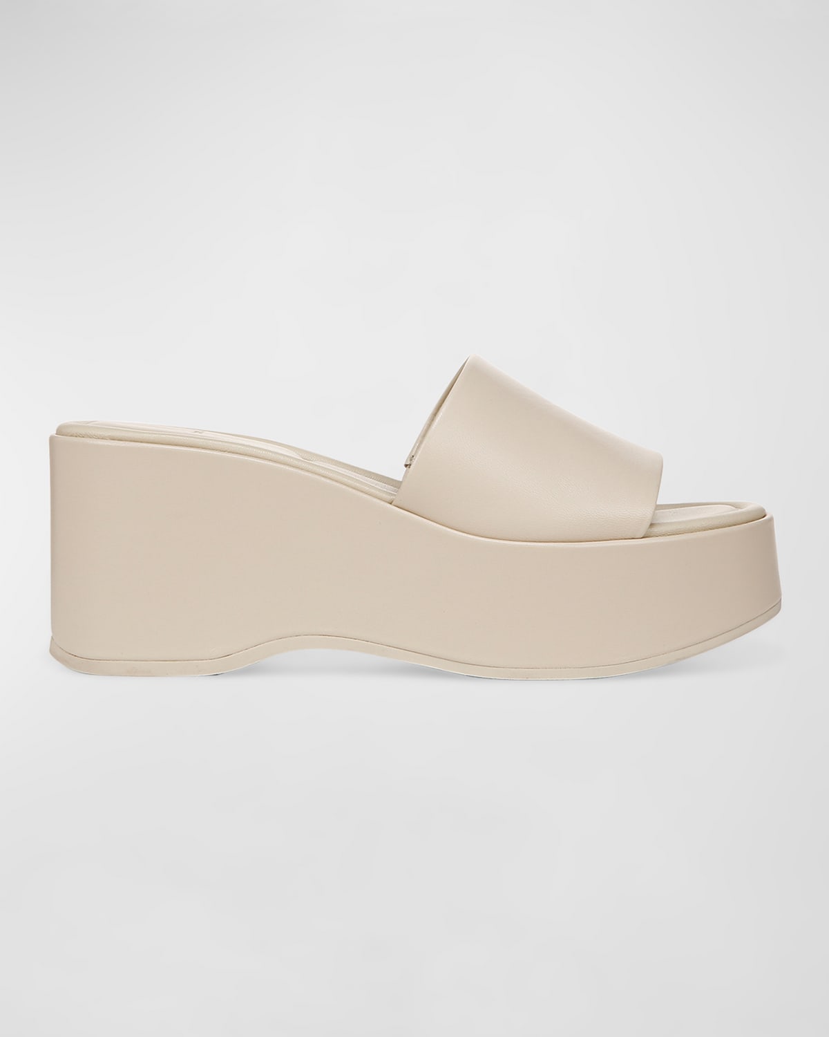 Shop Vince Polina Leather Slide Platform Sandals In Moonlight