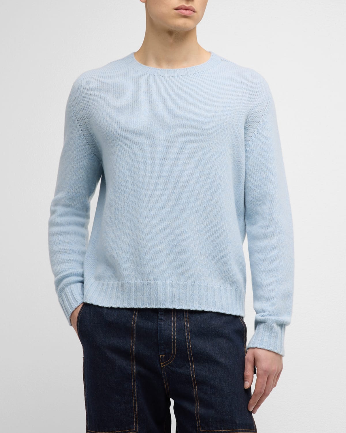 Shop Palm Angels Men's Curved Logo Sweater In Light Blue White