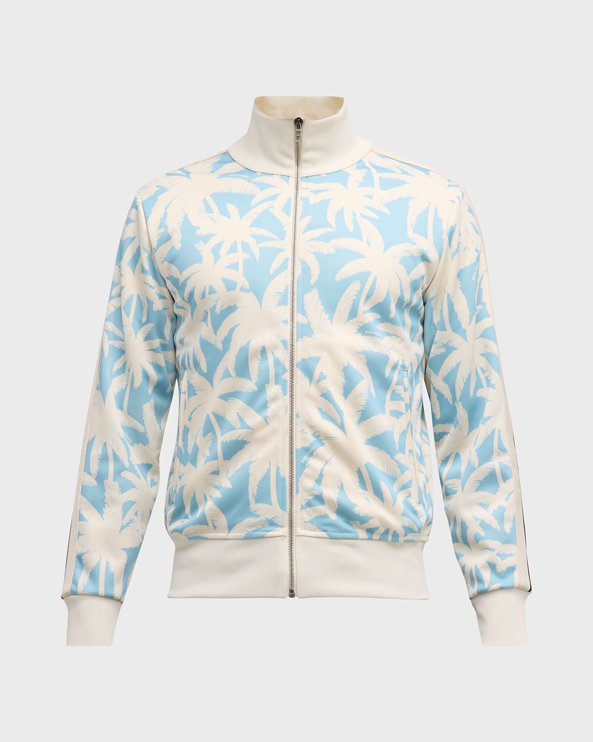 Shop Palm Angels Men's Allover Palm-print Track Jacket In Light Blue